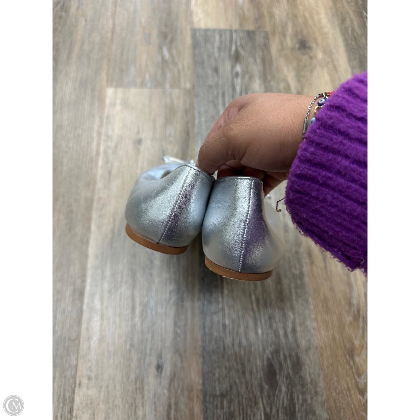 Shoes Flats By Zara In Silver, Size: 8.5