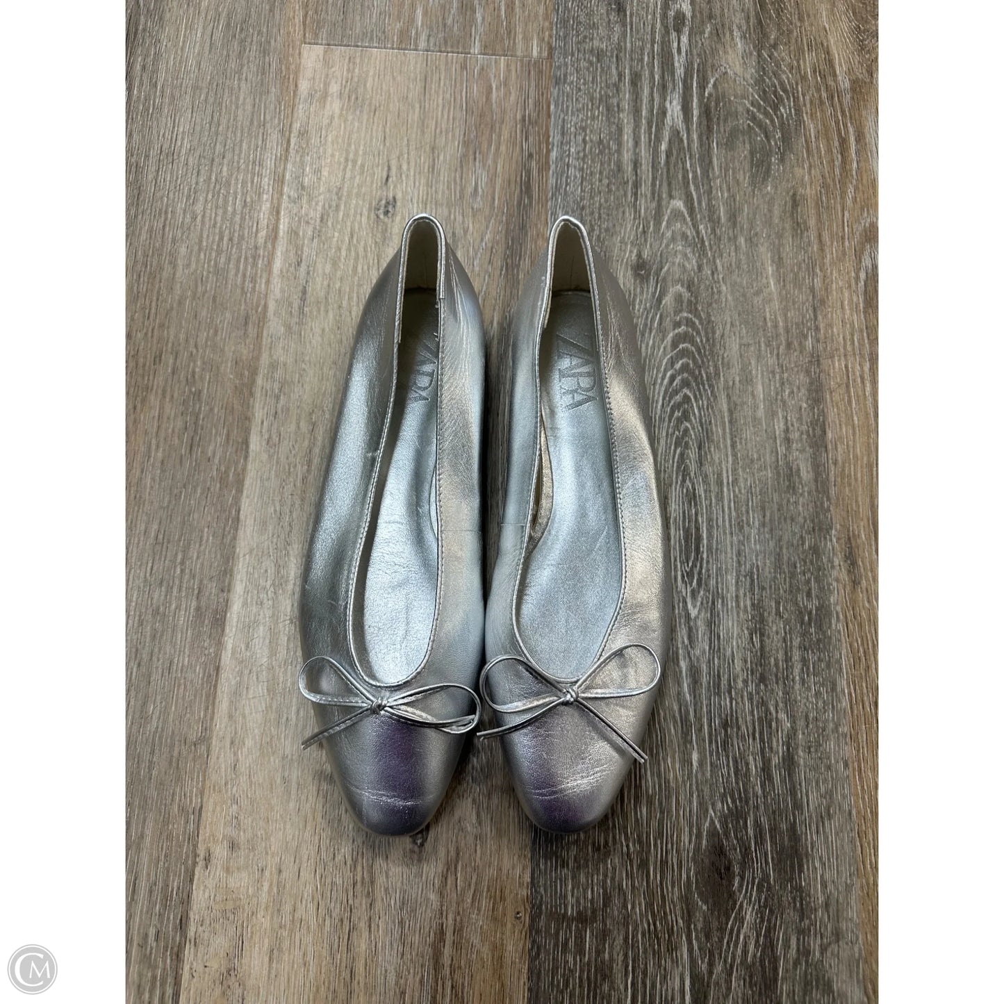 Shoes Flats By Zara In Silver, Size: 8.5