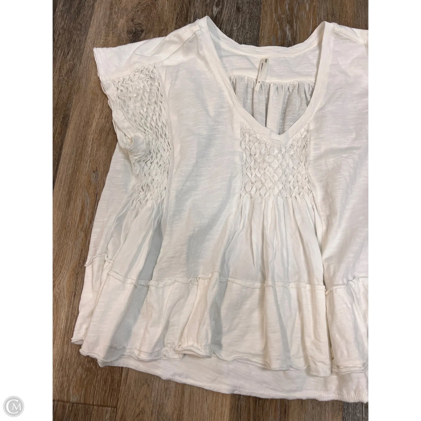 Top Short Sleeve By Anthropologie In White, Size: M