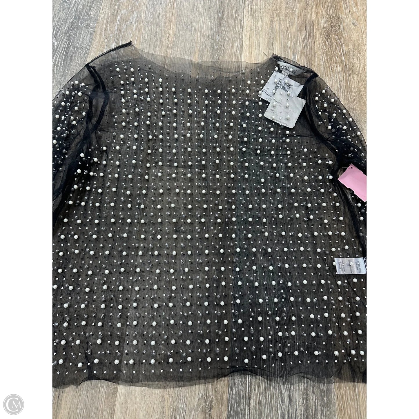 Top Long Sleeve By Davi & Dani In Black & White, Size: Xl