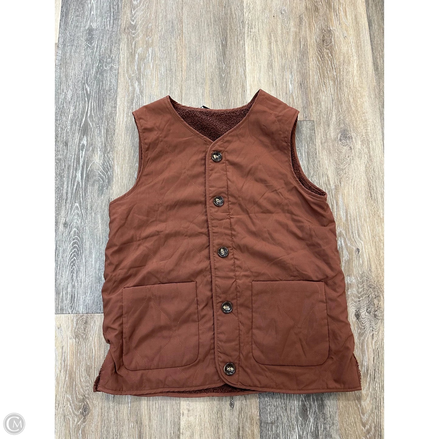 Vest Faux Fur & Sherpa By Hem & Thread In Brown, Size: M