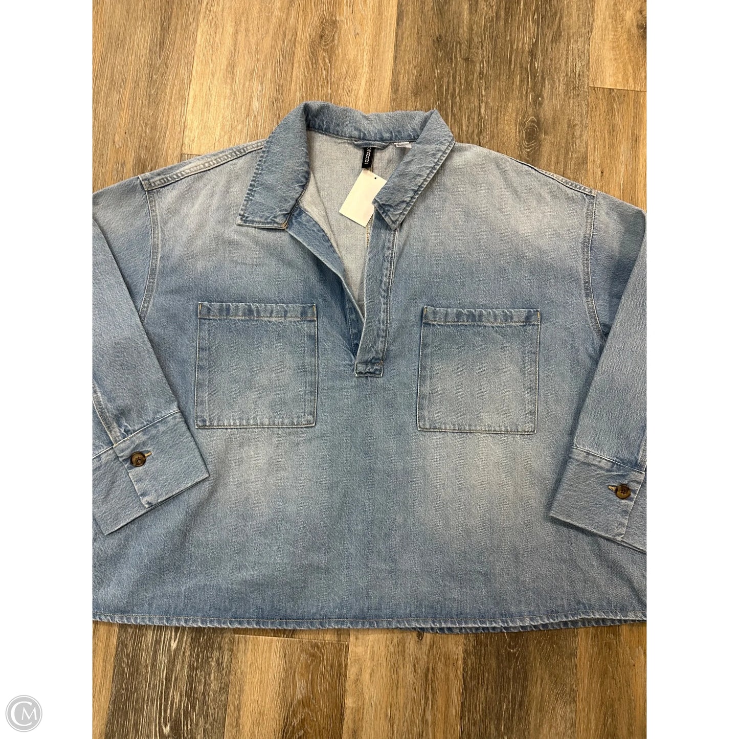 Top LS By Divided In Blue Denim, Size: Xxl