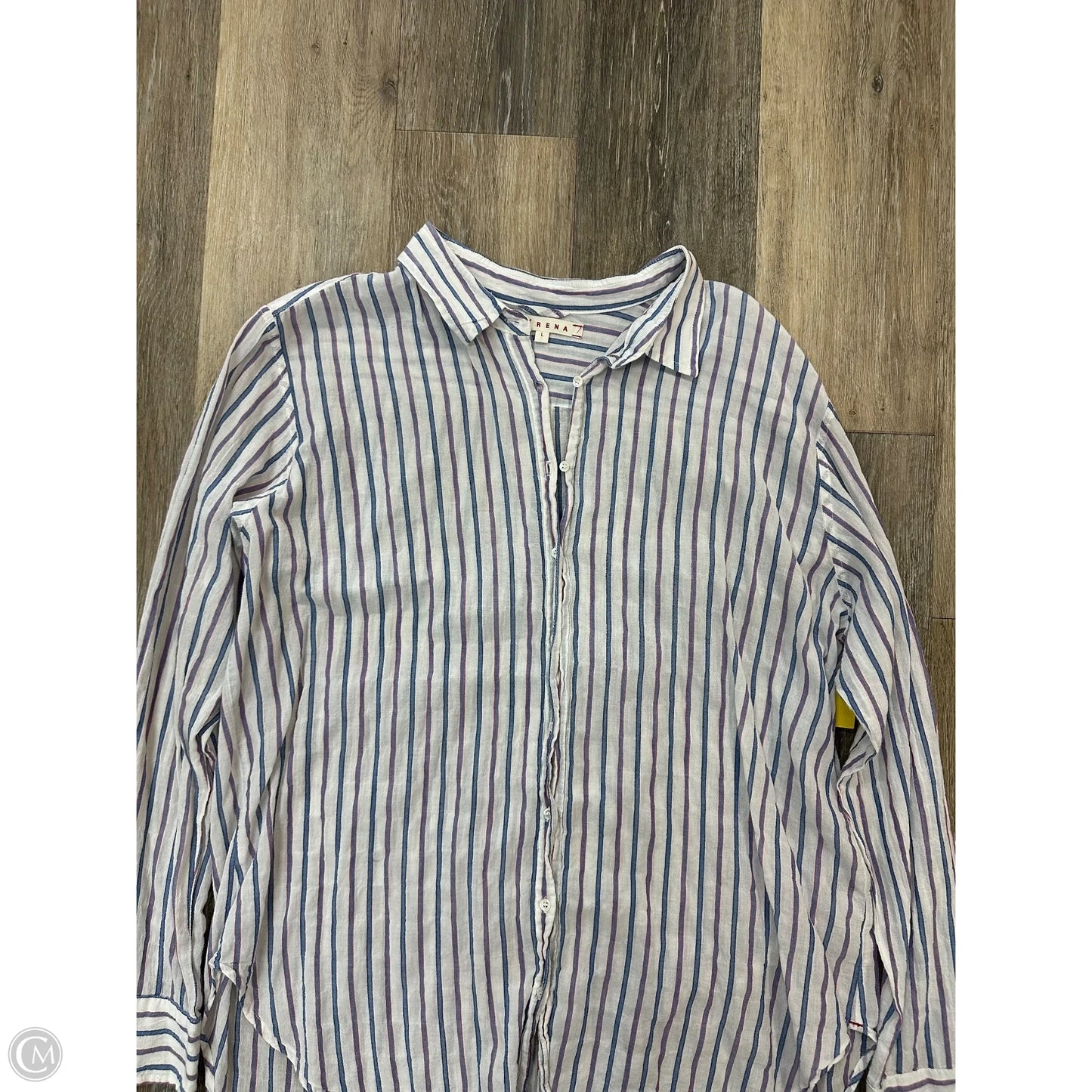 Blouse Long Sleeve By Xirena In Striped Pattern, Size: L