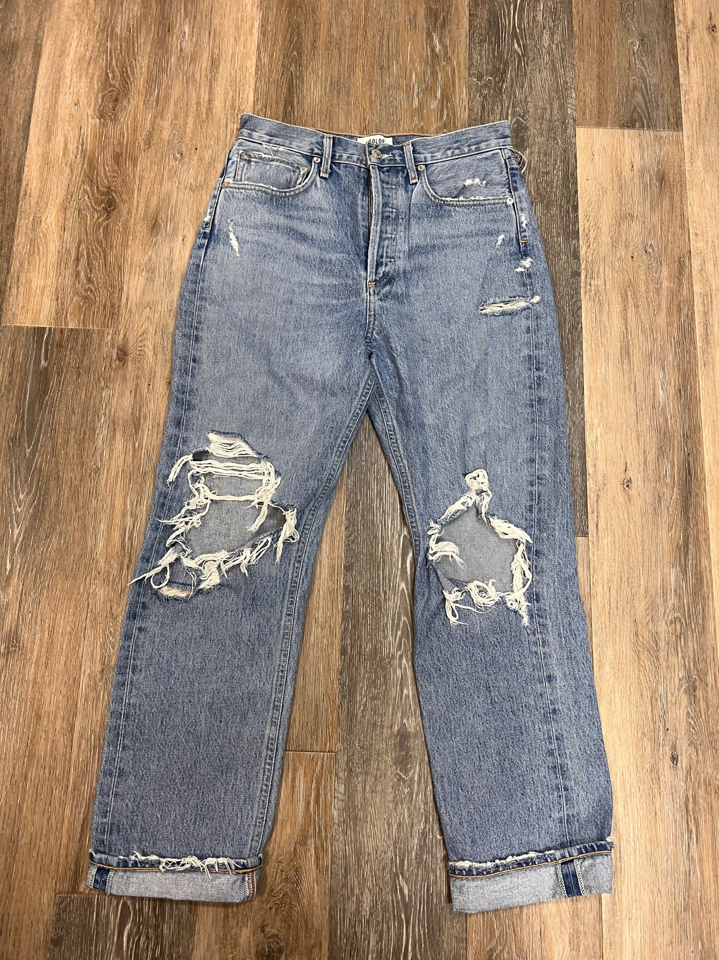 Jeans Straight By Agolde In Blue Denim, Size: 2/26
