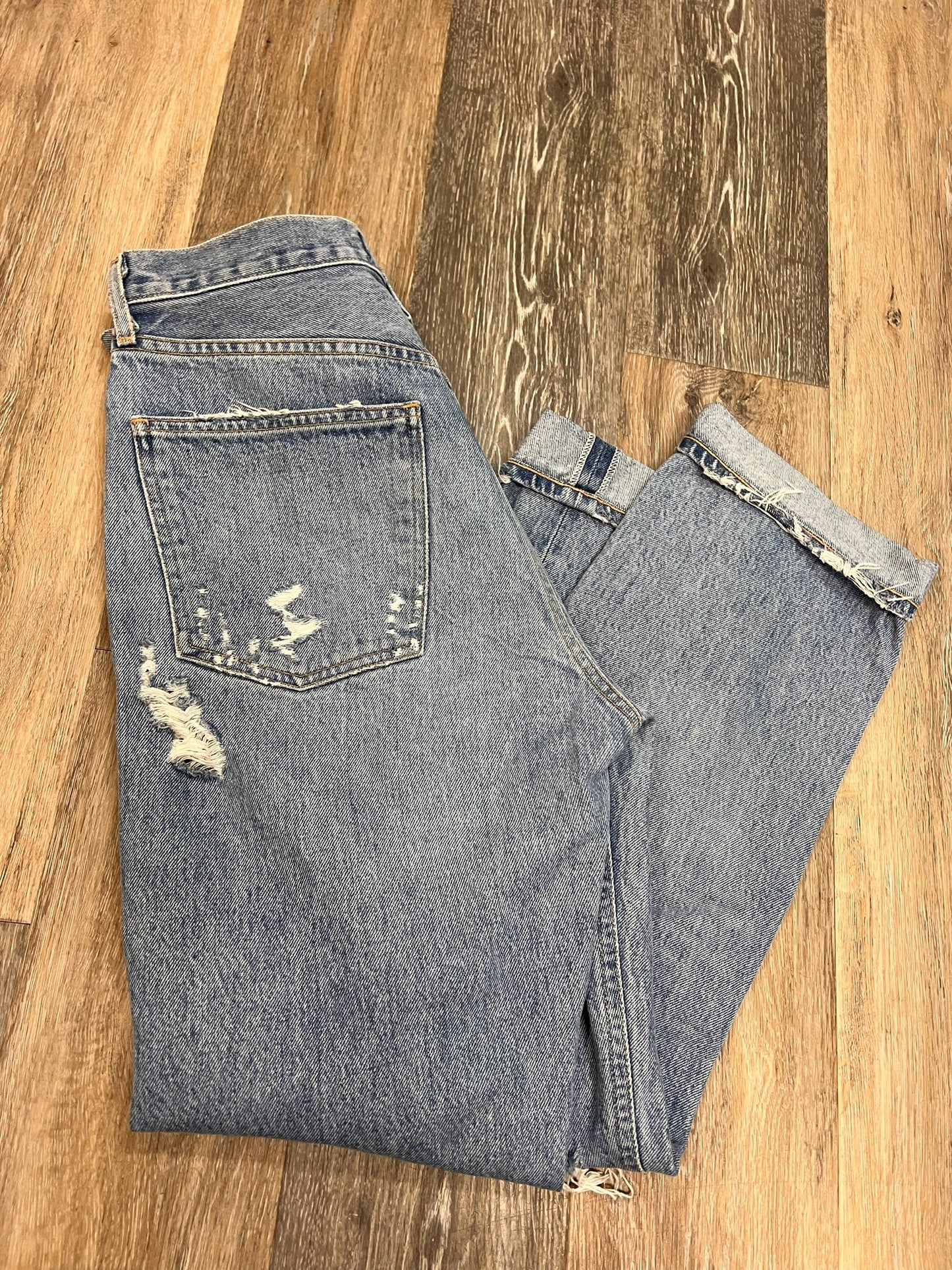 Jeans Straight By Agolde In Blue Denim, Size: 2/26