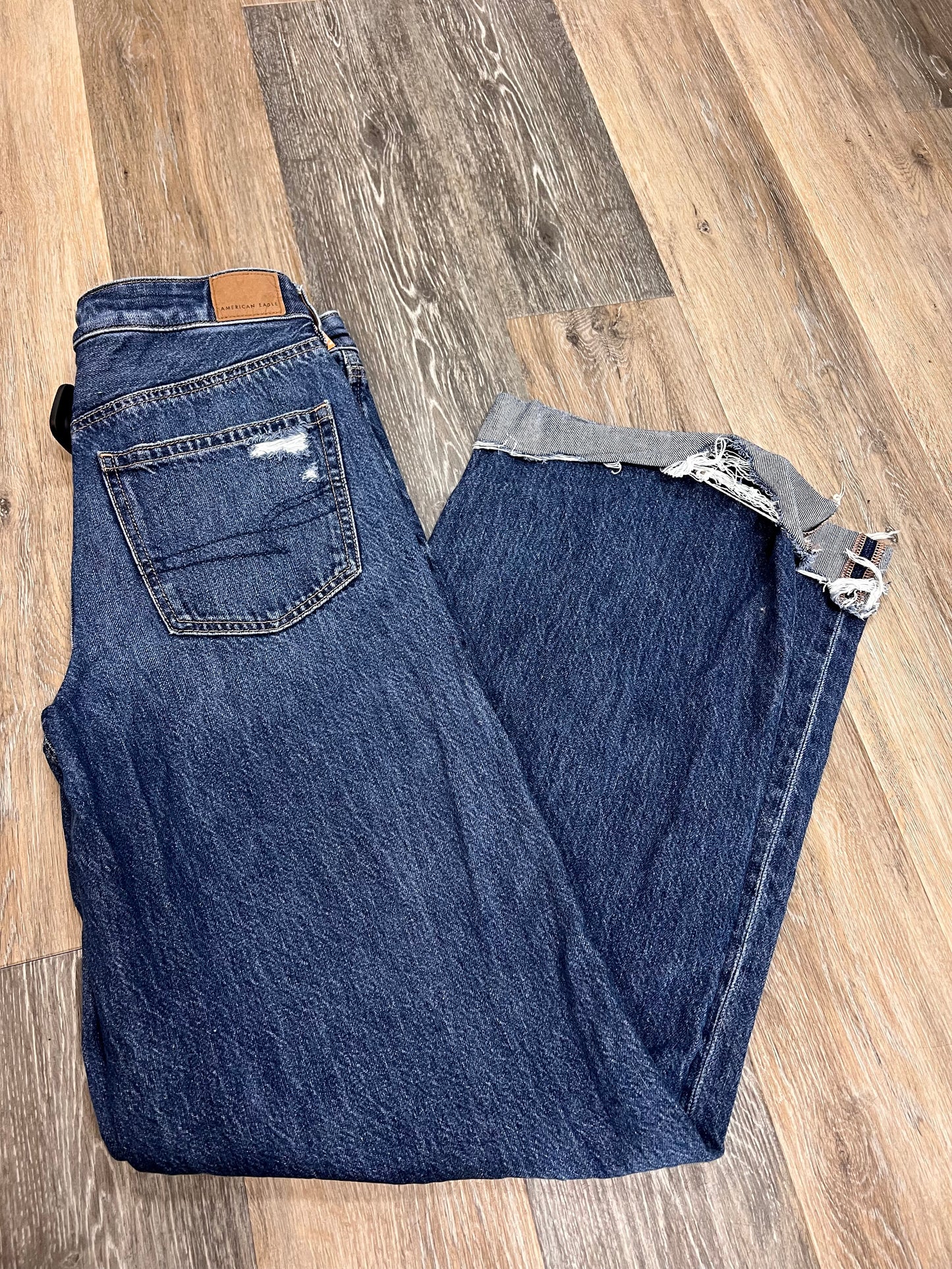Jeans Wide Leg By American Eagle In Blue Denim, Size: 6 Long