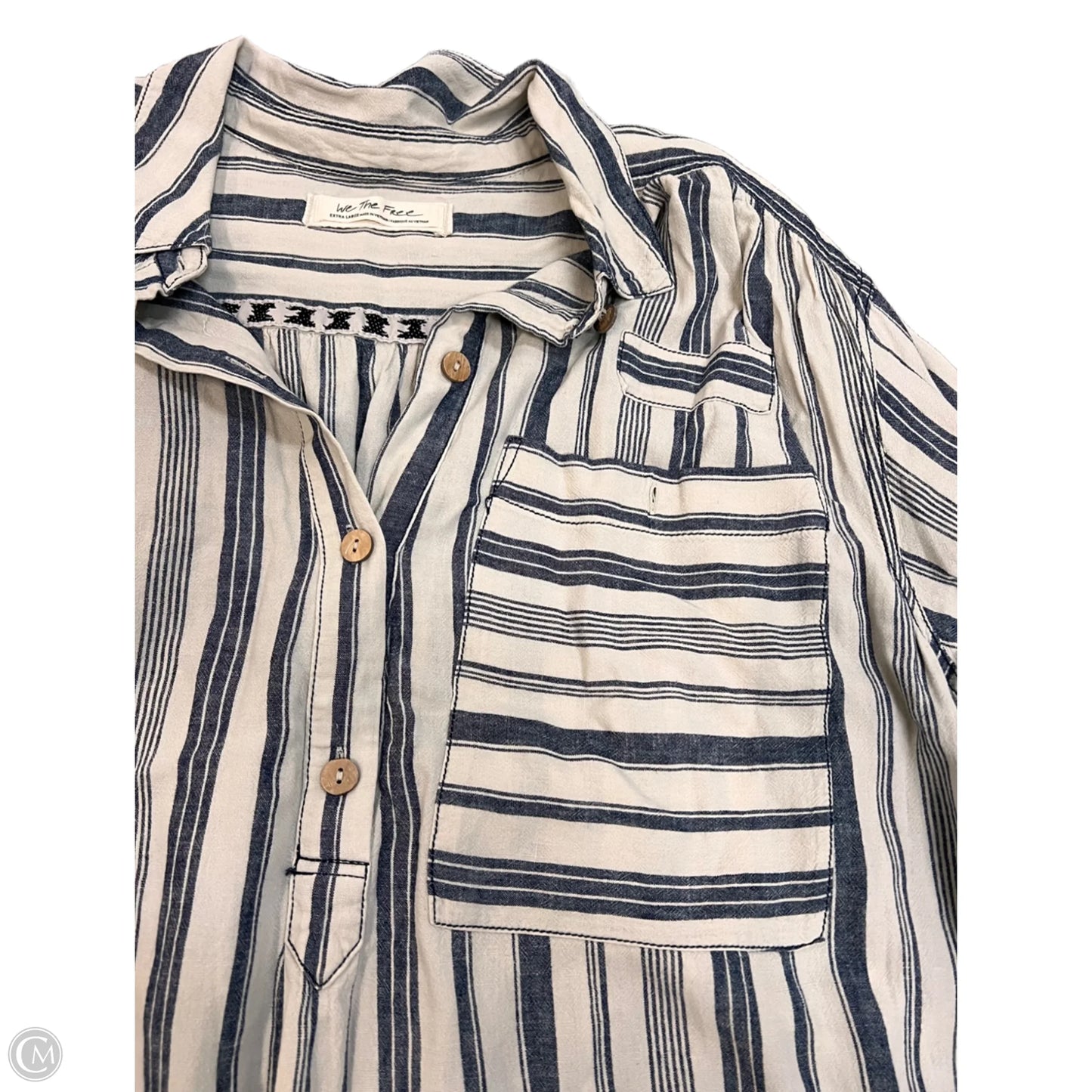 Blouse Long Sleeve By We The Free In Striped Pattern, Size: Xl