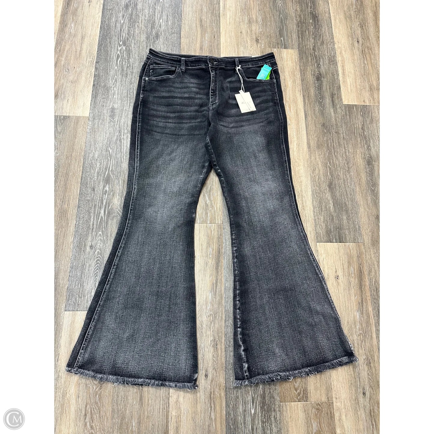 Jeans Boot Cut By Kancan In Black Denim, Size: 16