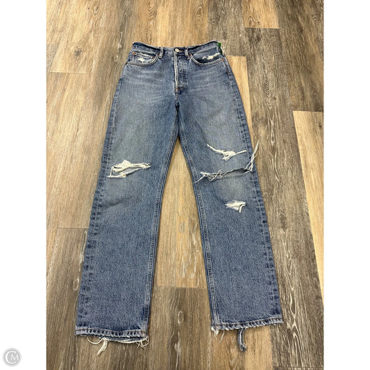 Jeans Straight By Agolde In Blue Denim, Size: 0/24