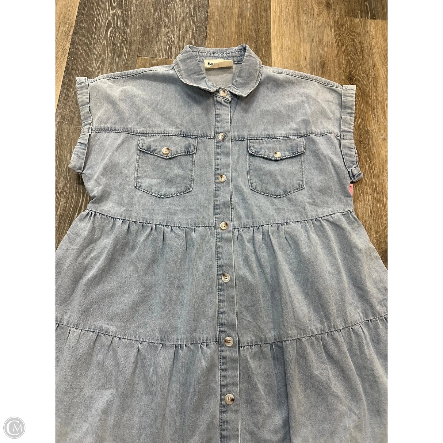 Dress Casual Short By Savanna Jane In Blue Denim, Size: L