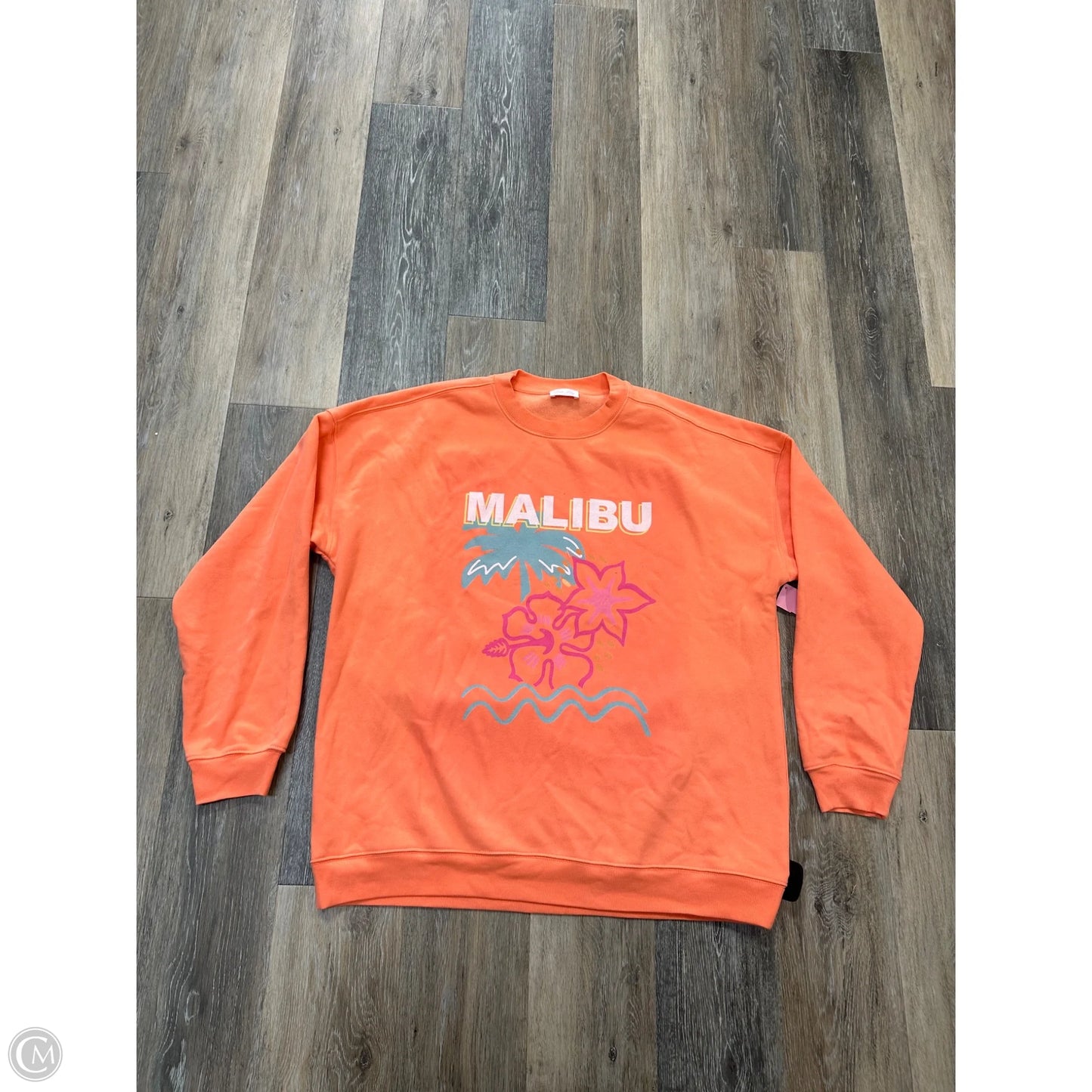 Sweatshirt Crewneck By Pink Lily In Orange, Size: L