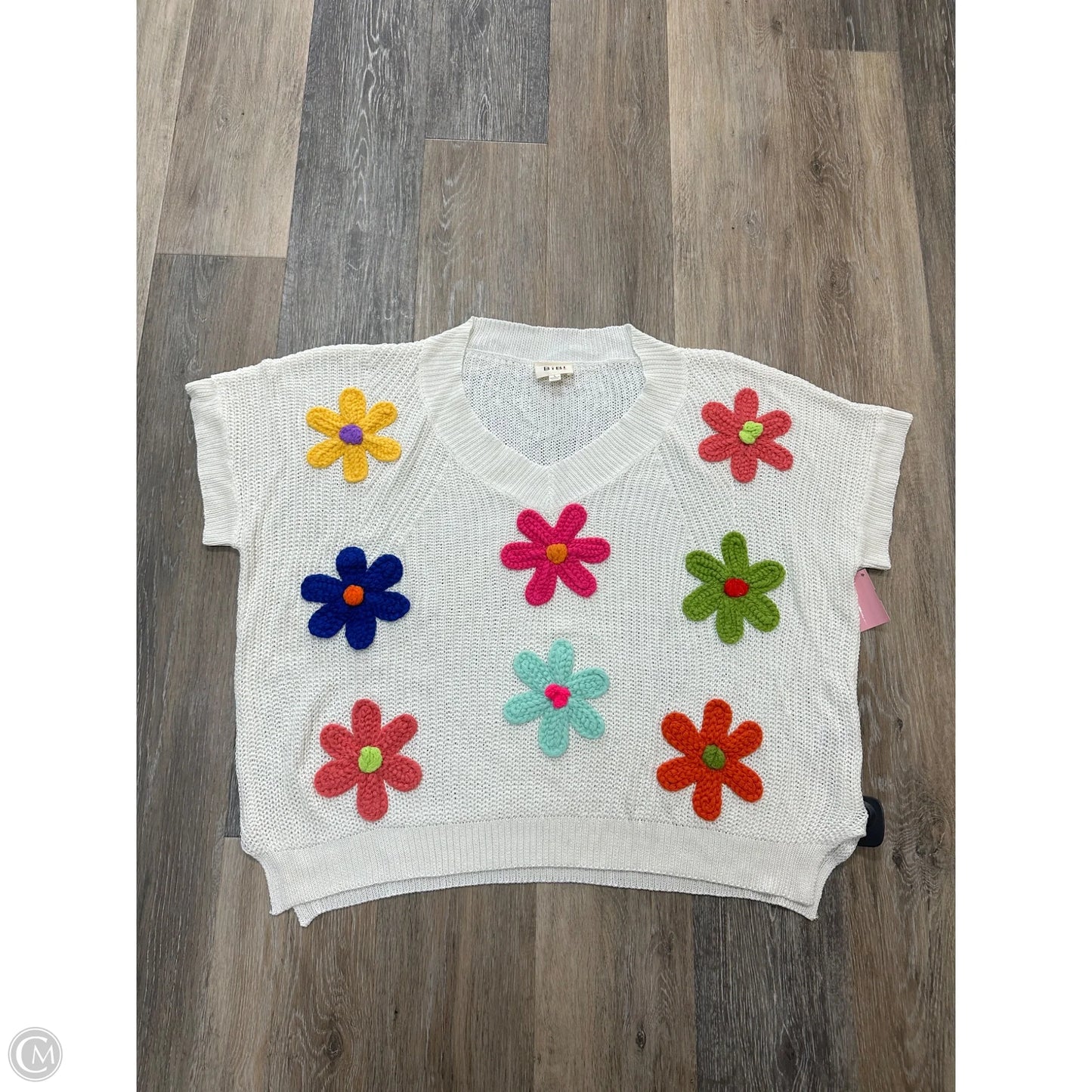 Sweater Short Sleeve By Bibi In White, Size: L