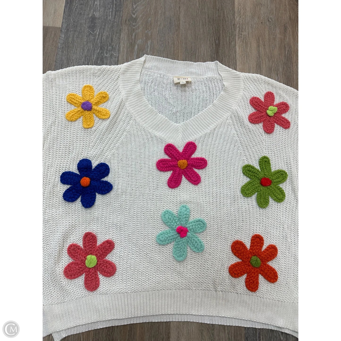 Sweater Short Sleeve By Bibi In White, Size: L