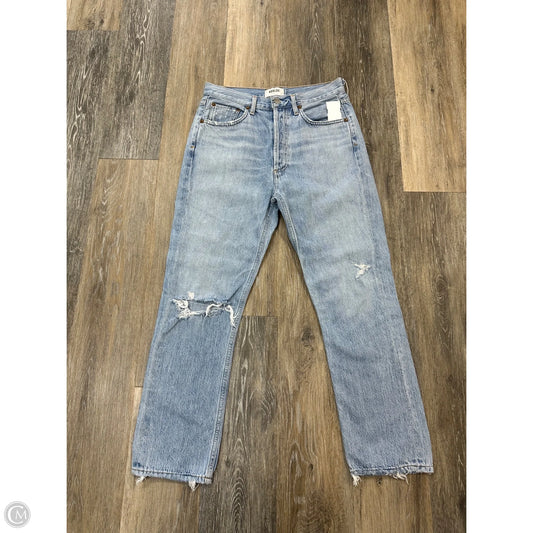 Jeans Straight By Agolde In Blue Denim, Size: 4