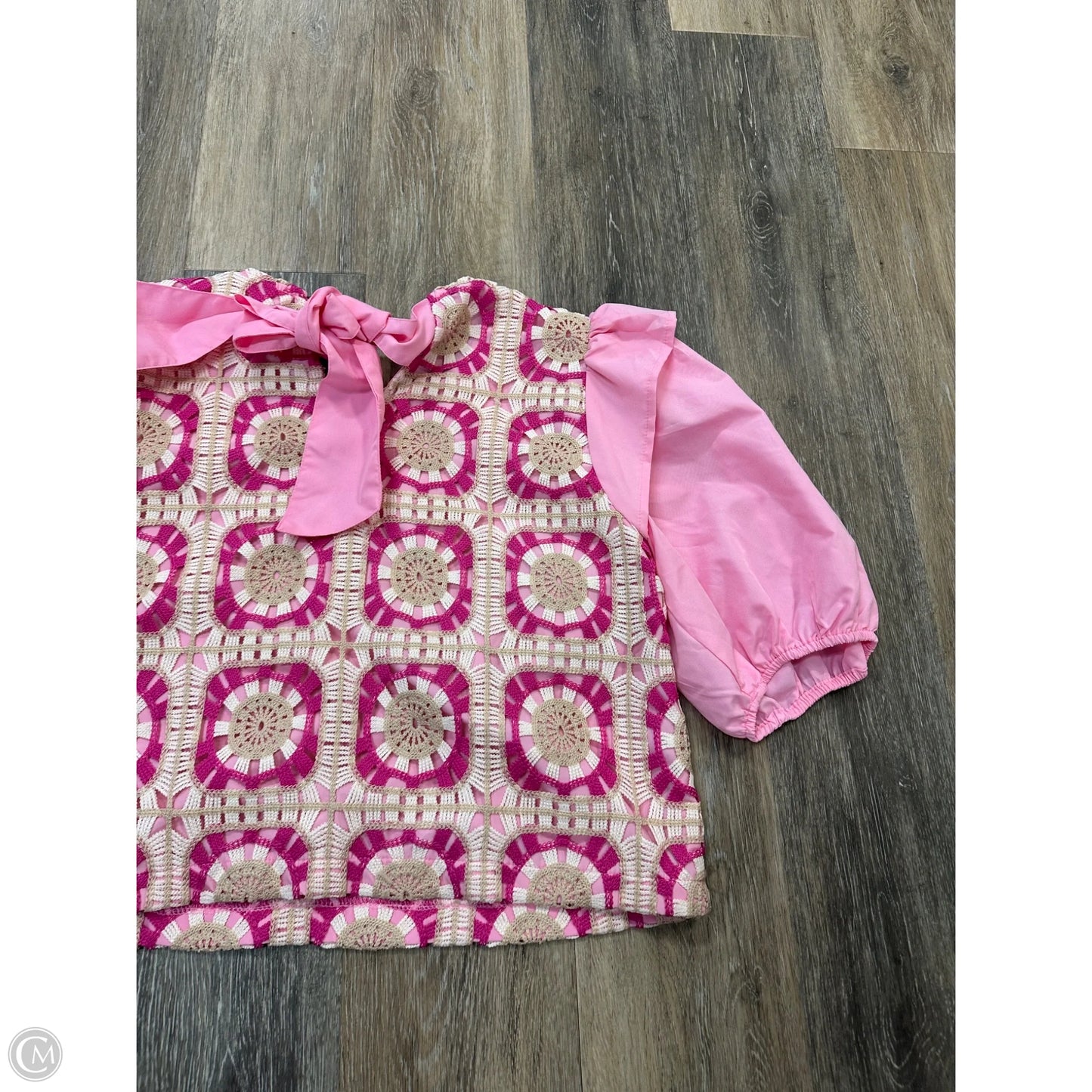 Blouse Short Sleeve By Entro In Pink, Size: L
