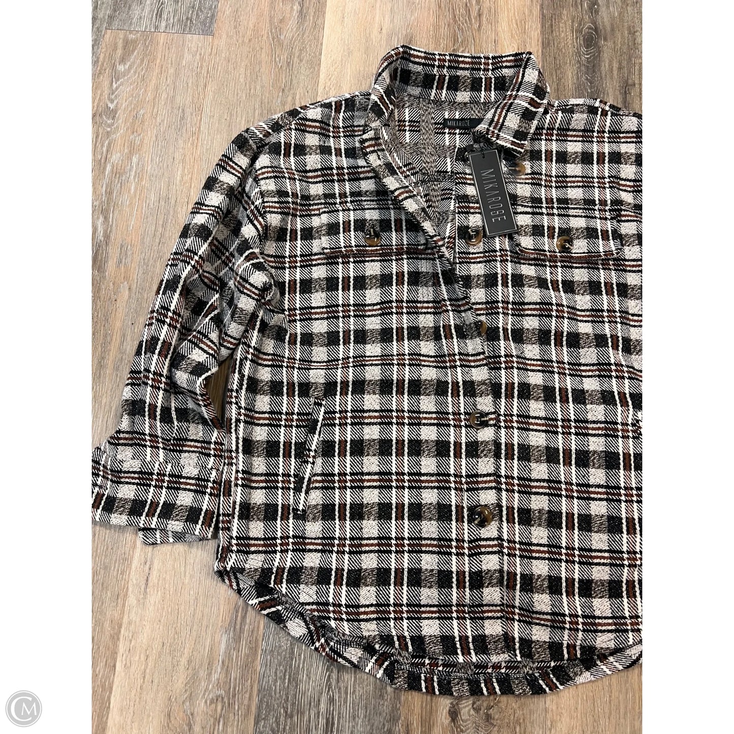 Jacket Shirt By Mikarose In Plaid Pattern, Size: S