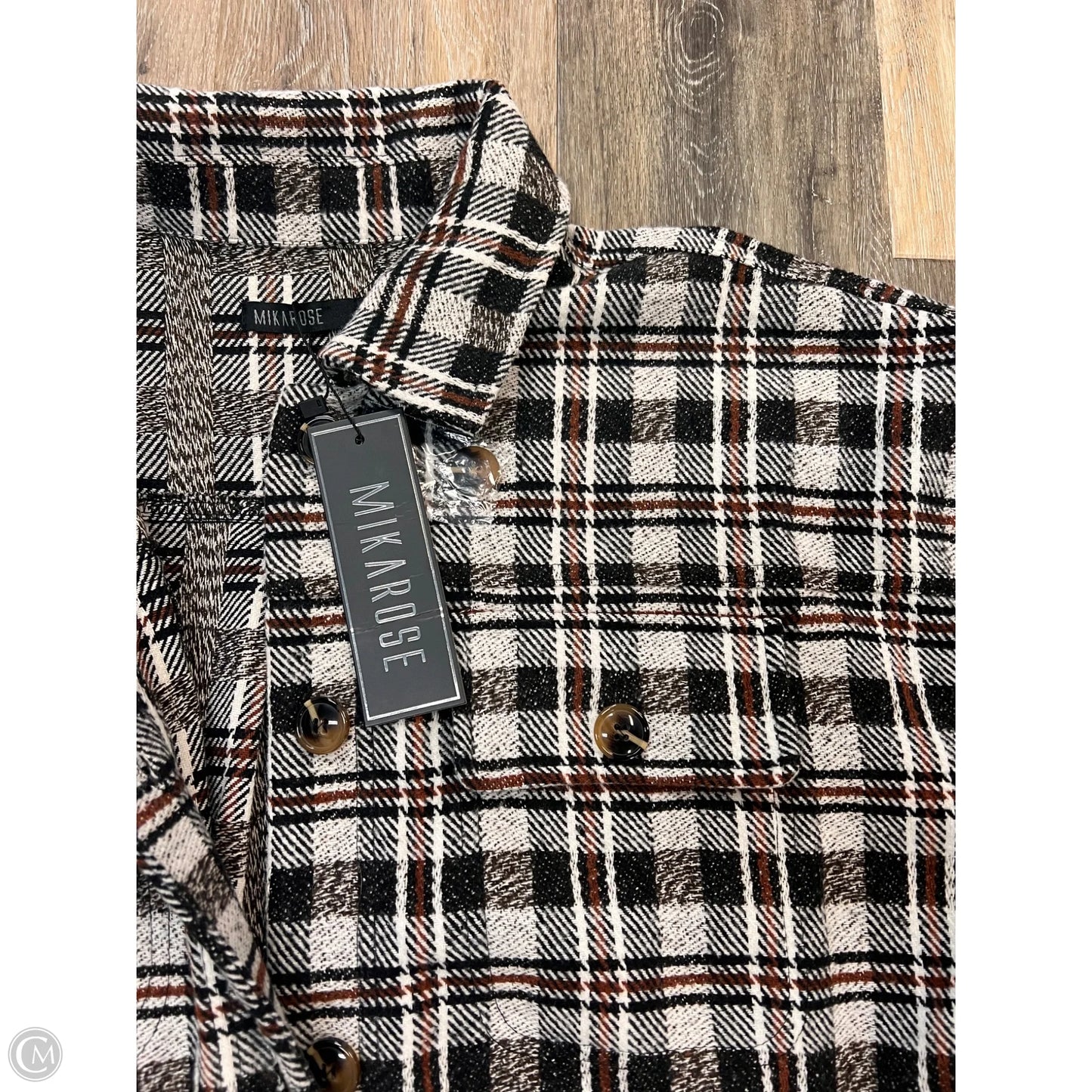 Jacket Shirt By Mikarose In Plaid Pattern, Size: S