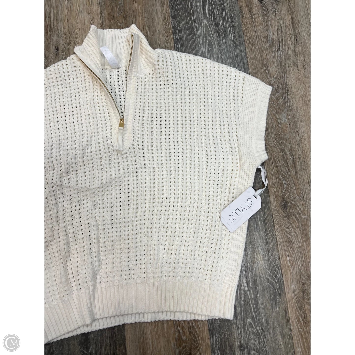 Sweater Short Sleeve By Stylus In Cream, Size: Xs