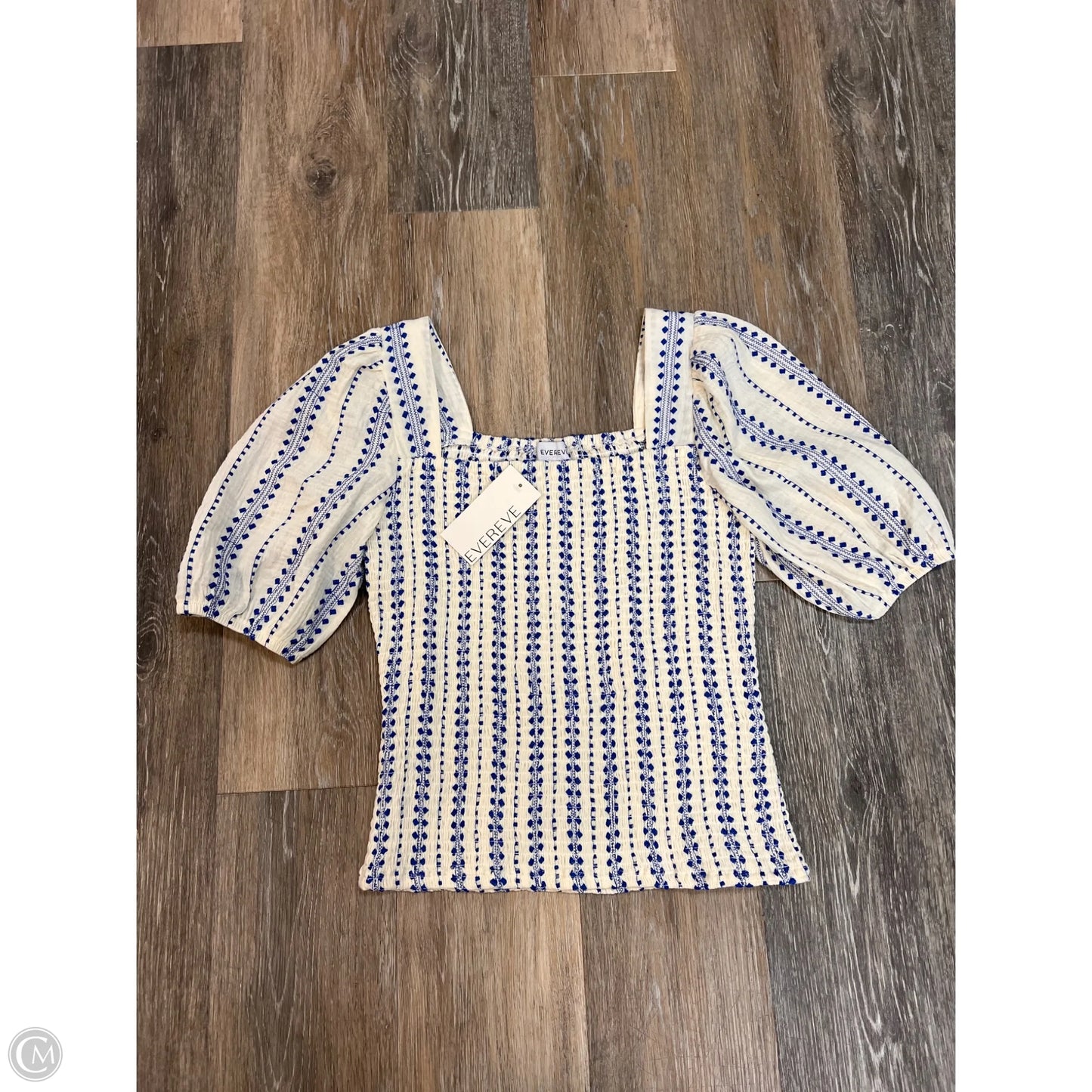 Blouse Short Sleeve By Evereve In Blue, Size: S