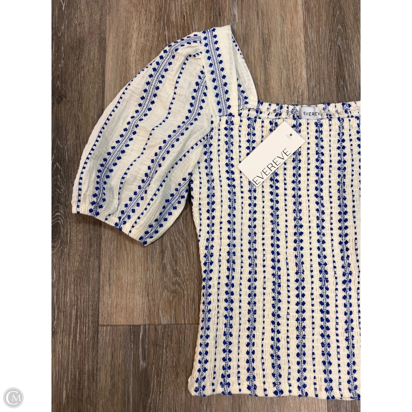 Blouse Short Sleeve By Evereve In Blue, Size: S