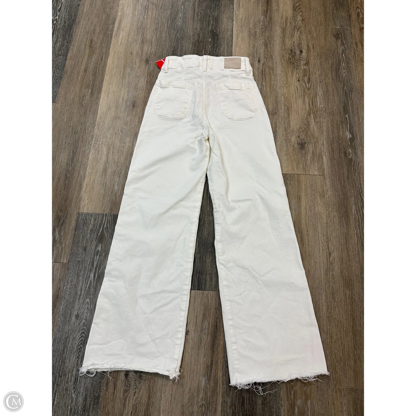 Jeans Wide Leg By Paige In White Denim, Size: 0