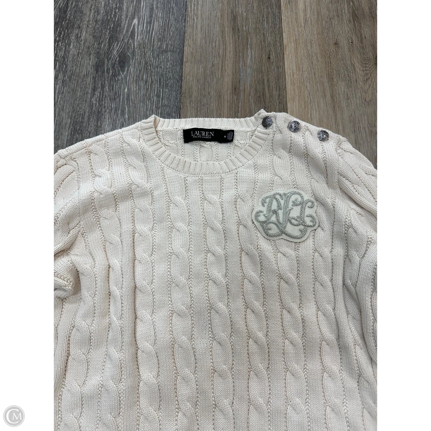 Sweater By Lauren By Ralph Lauren In Cream, Size: M