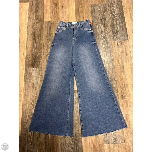 Jeans Wide Leg By Frame In Blue Denim, Size: 0