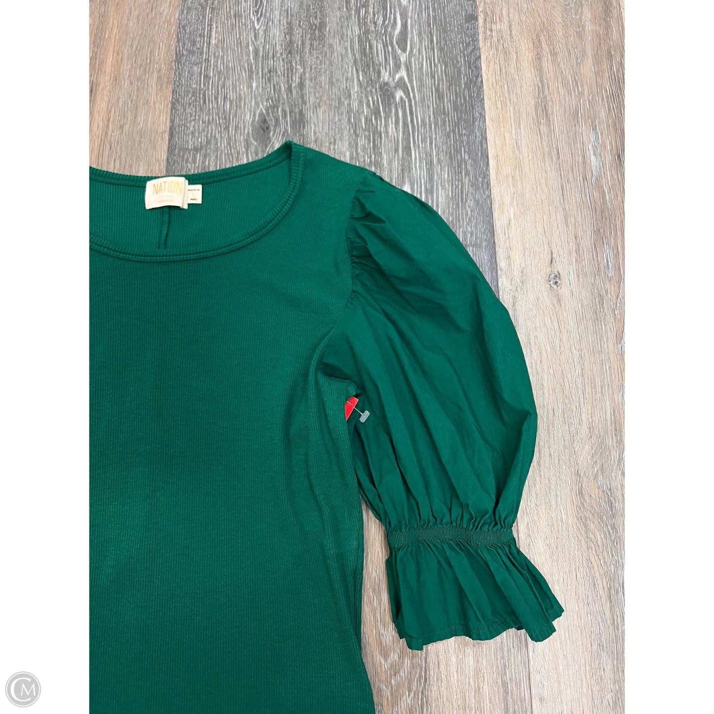 Blouse Short Sleeve By Nation In Green, Size: L