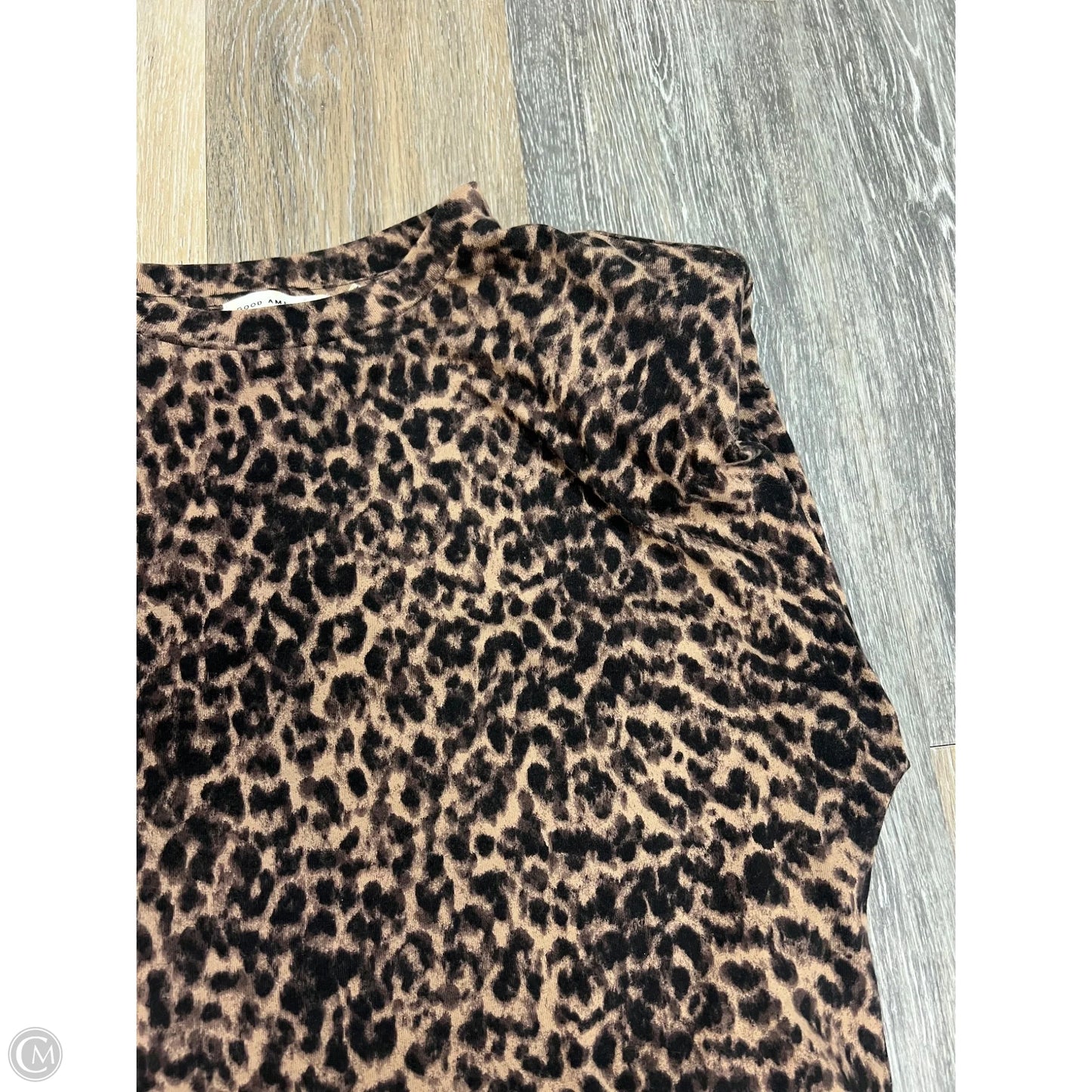 Top Short Sleeve By Good American In Animal Print, Size: Xs