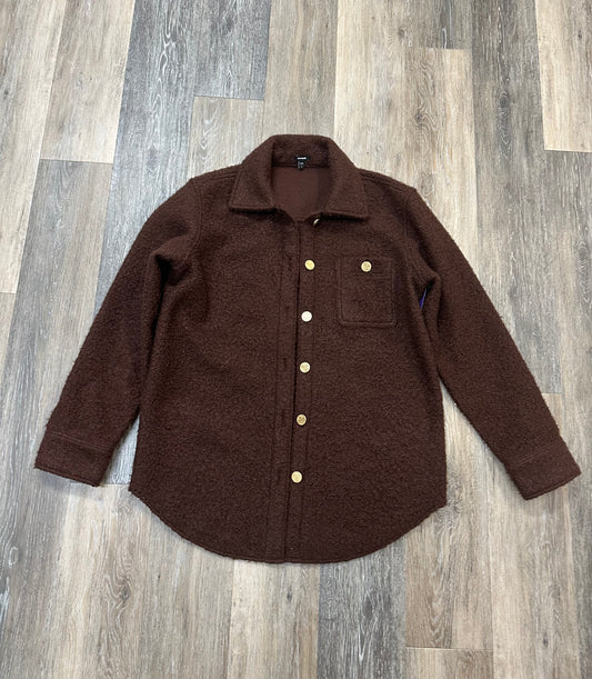 Jacket Shirt By Express In Brown, Size: S