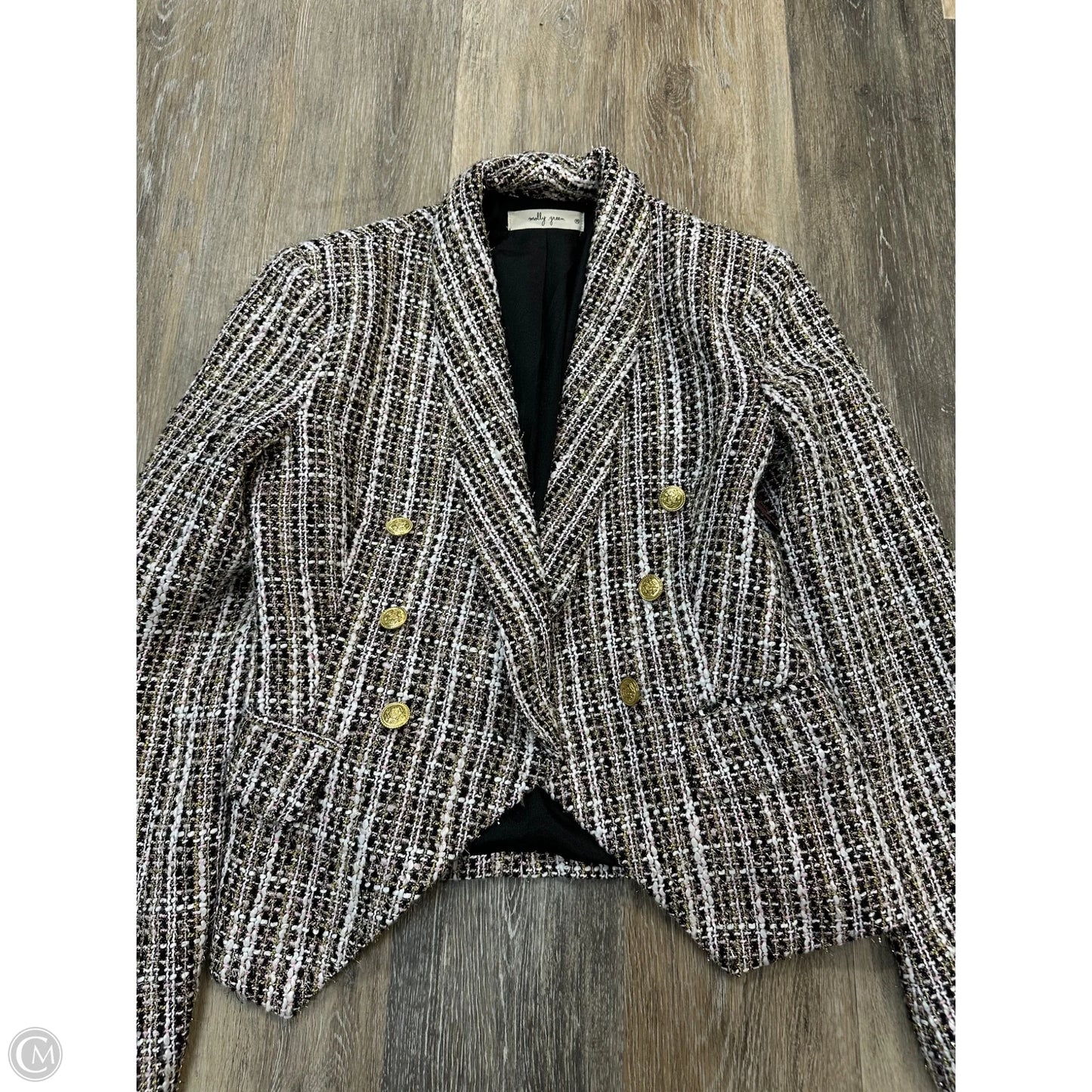 Blazer By Molly Green In Black & Pink, Size: M