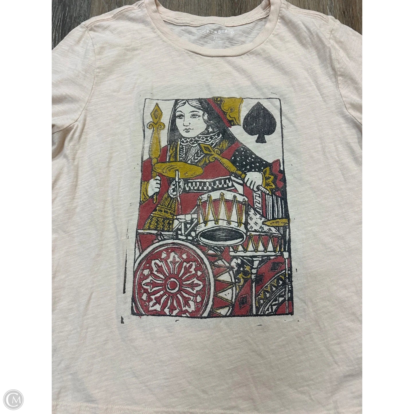Top Short Sleeve By Lucky Brand In Cream, Size: Xl