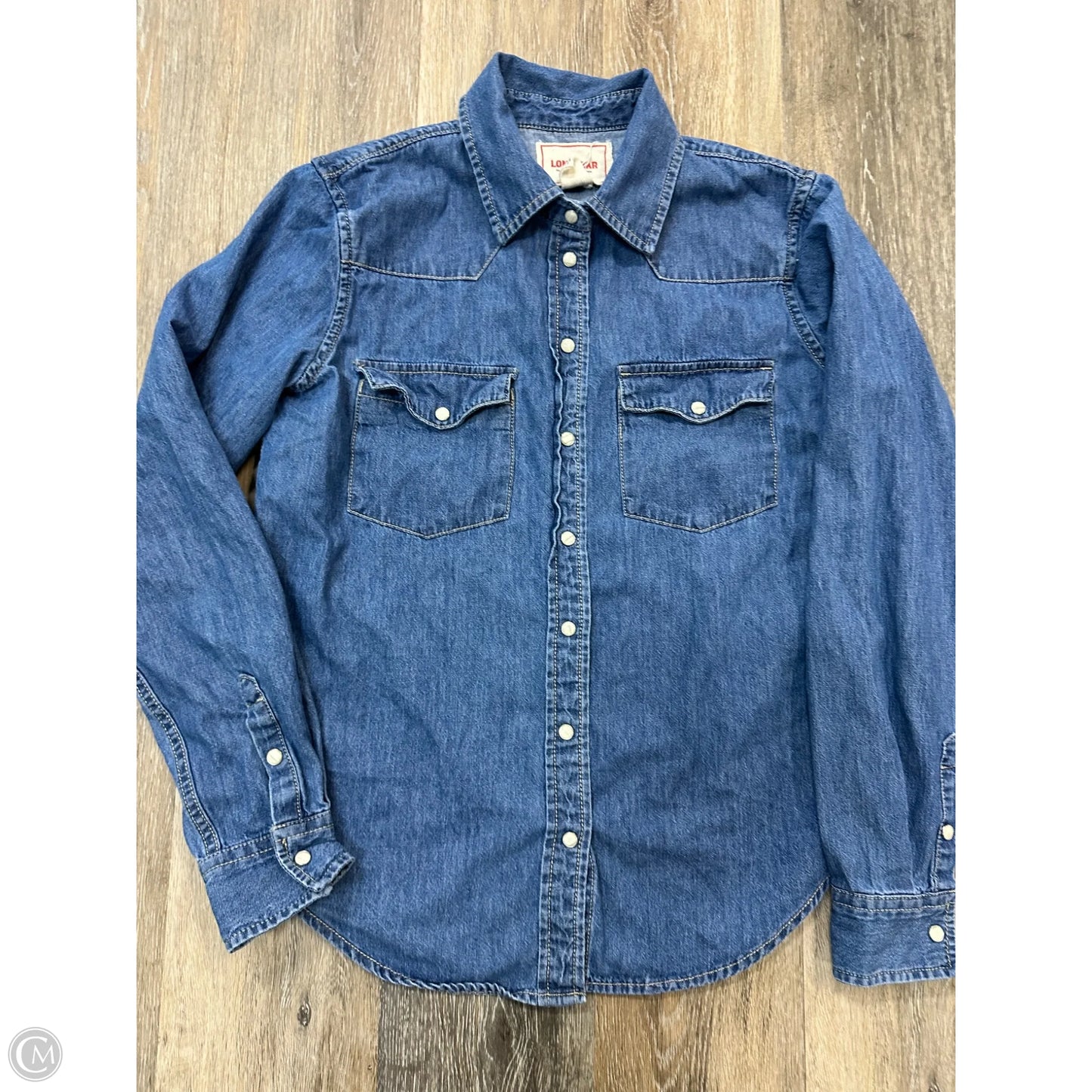 Blouse Long Sleeve By Lonestar In Blue Denim, Size: M