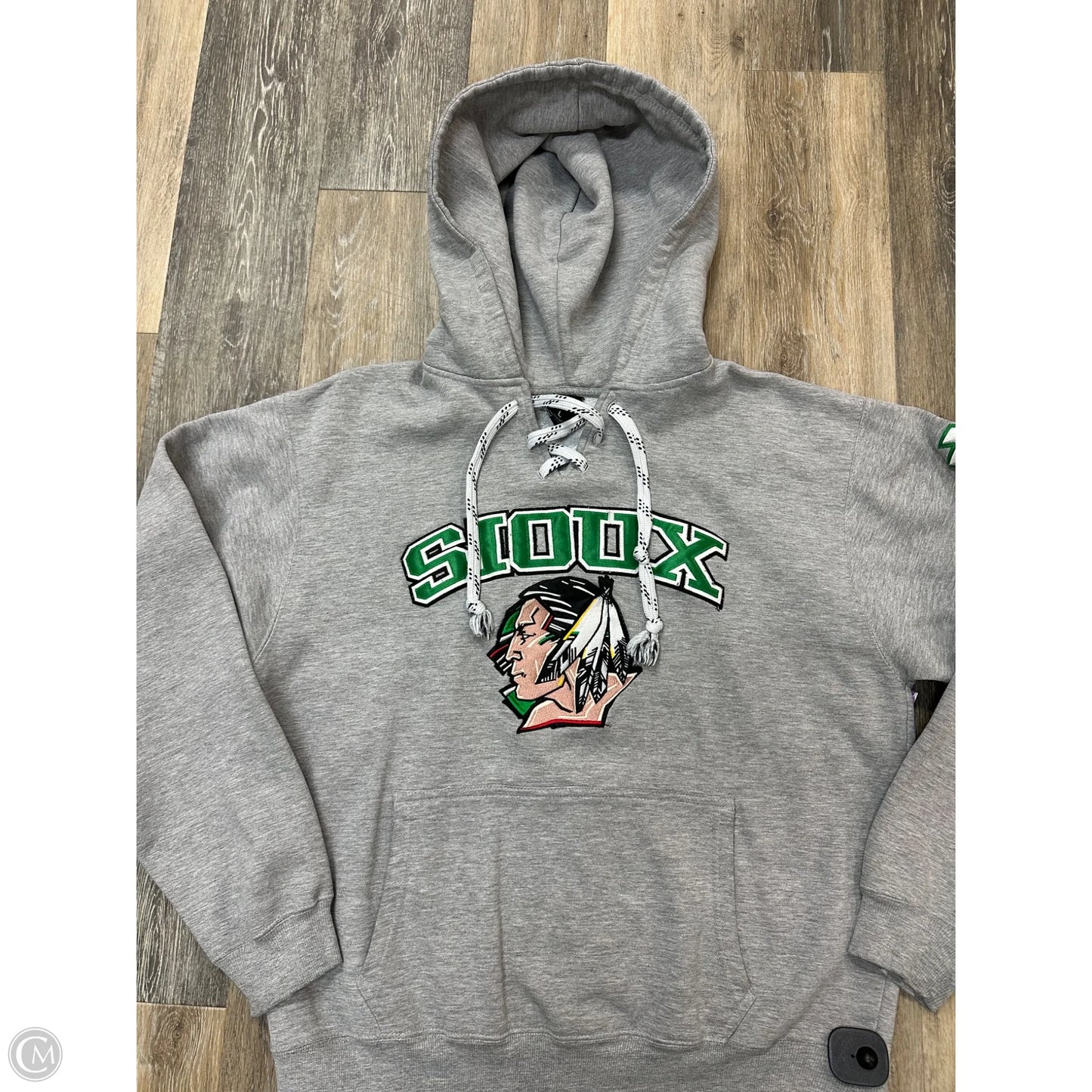 Athletic Sweatshirt Hoodie By Signature Concepts In Grey, Size: L