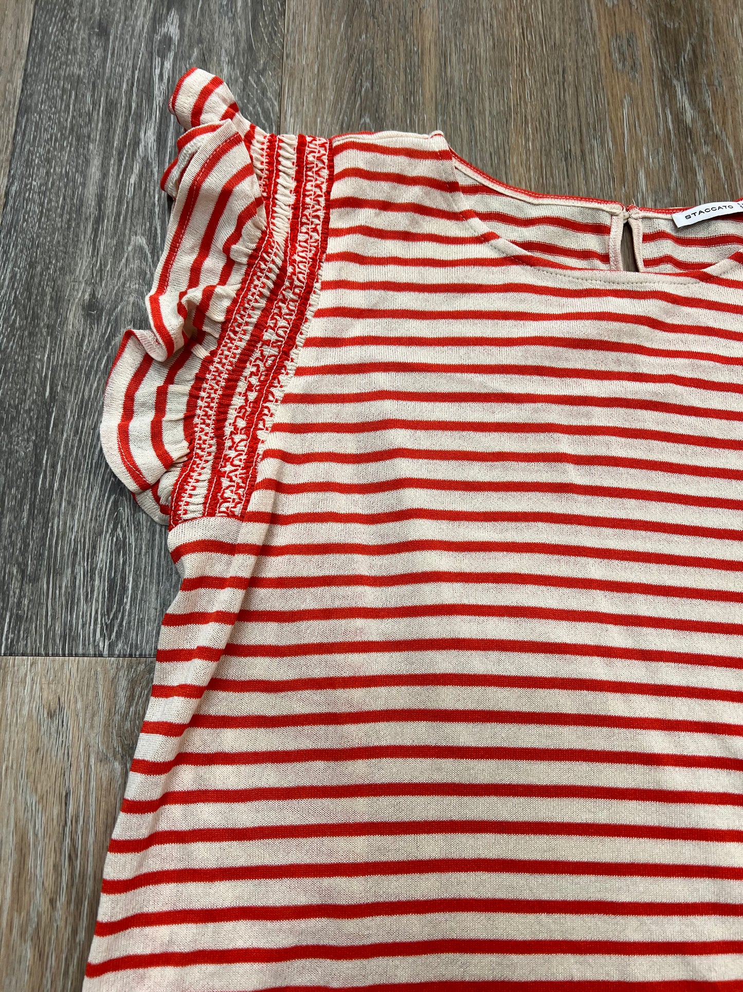 Top Short Sleeve By Staccato In Striped Pattern, Size: L