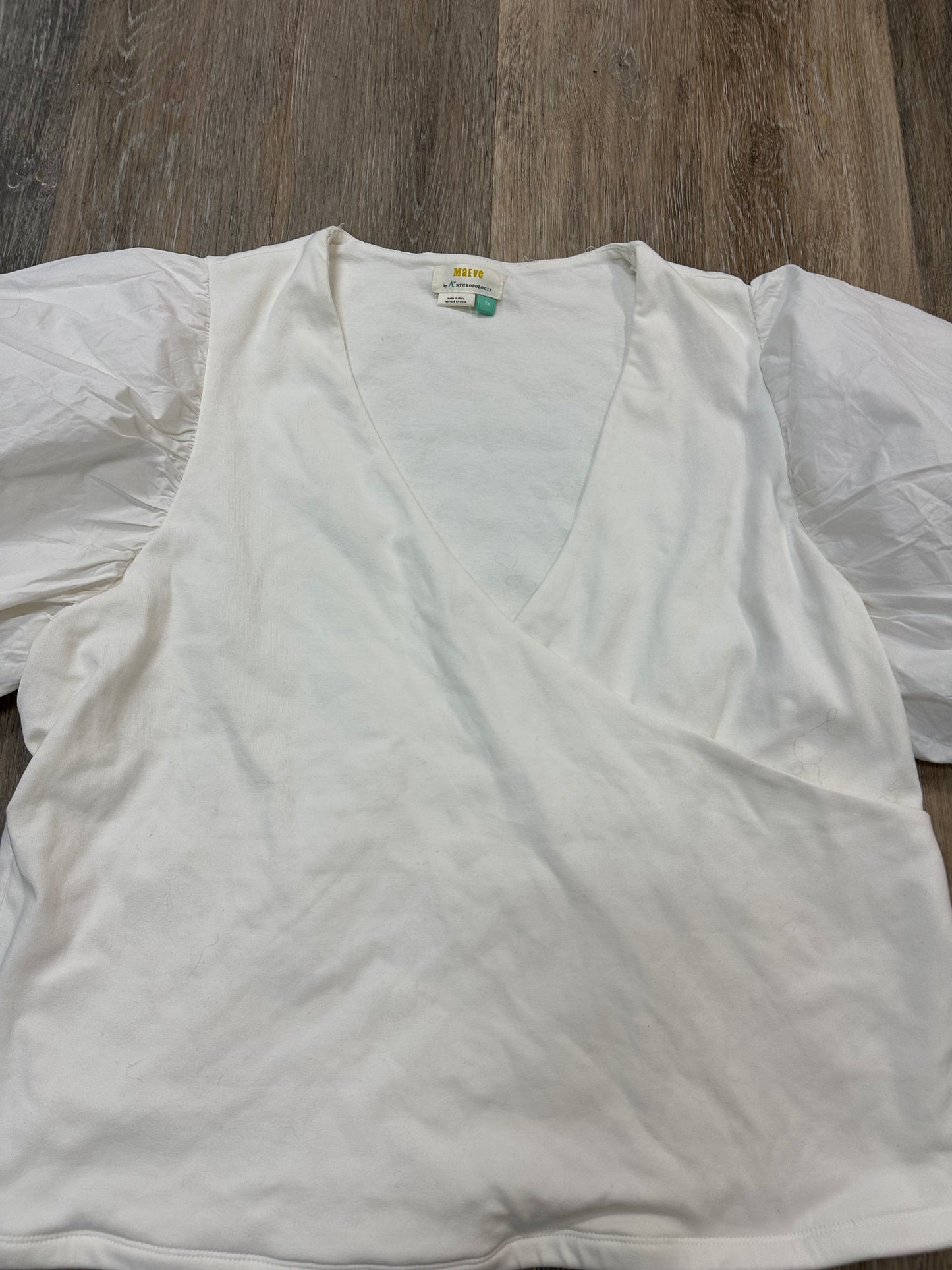 Blouse Short Sleeve By Maeve In White, Size: 2x