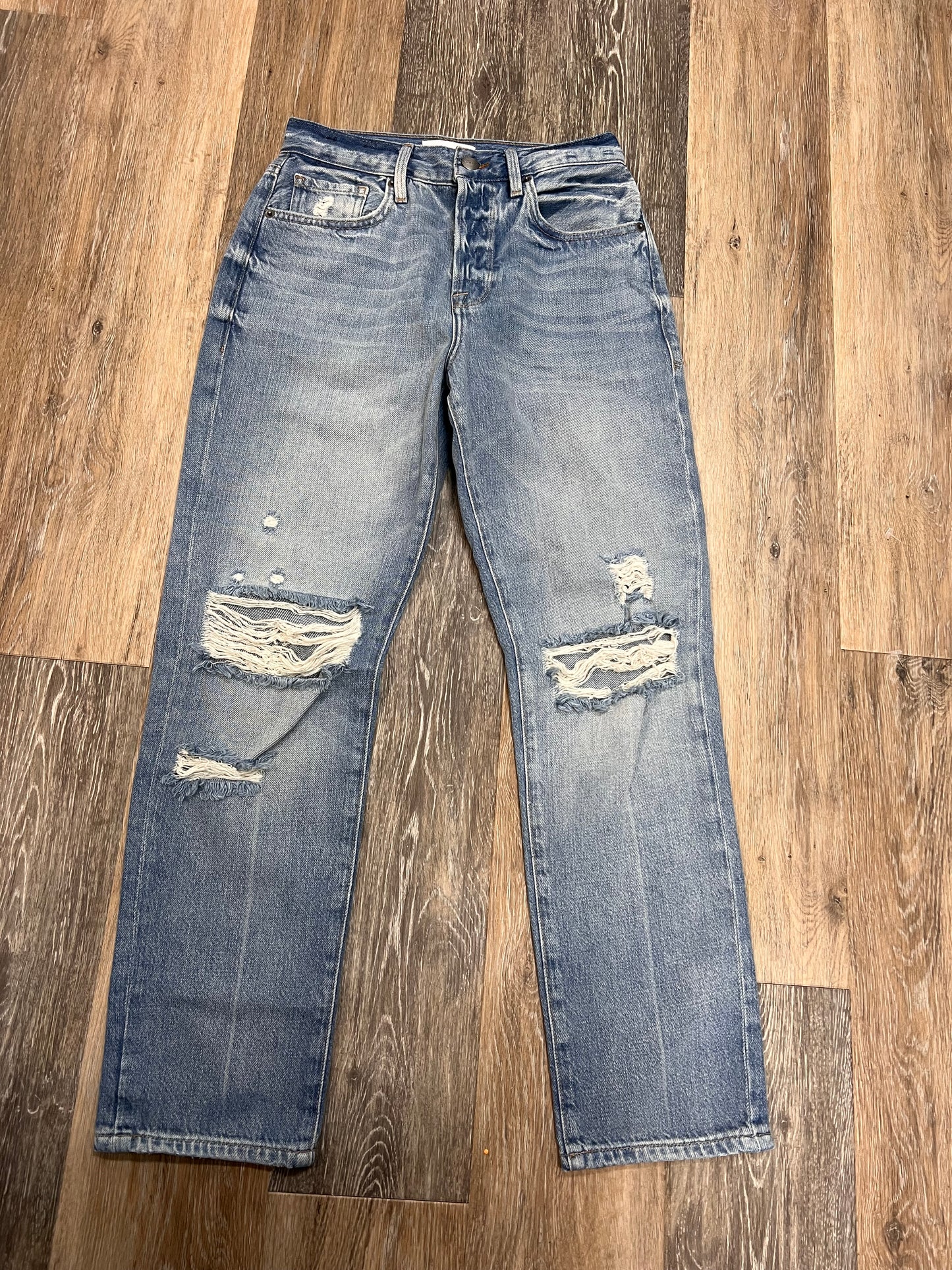 Jeans Straight By Frame In Blue Denim, Size: 0/24