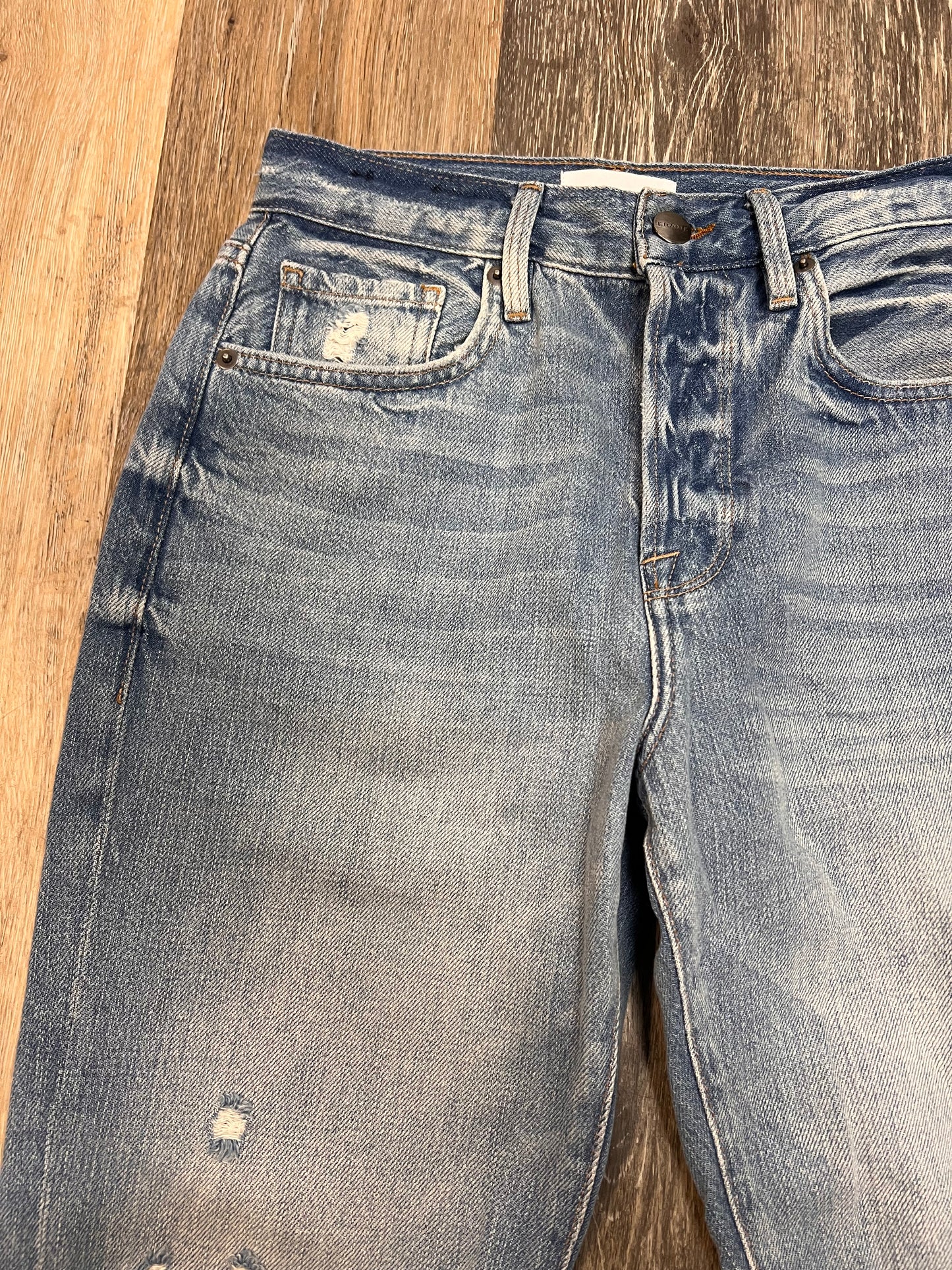 Jeans Straight By Frame In Blue Denim, Size: 0/24