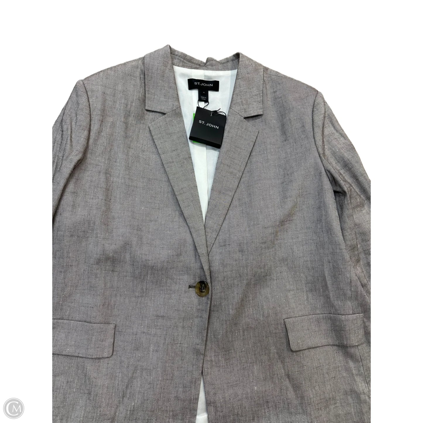 Blazer Luxury Designer By St John Collection In Taupe, Size: 14