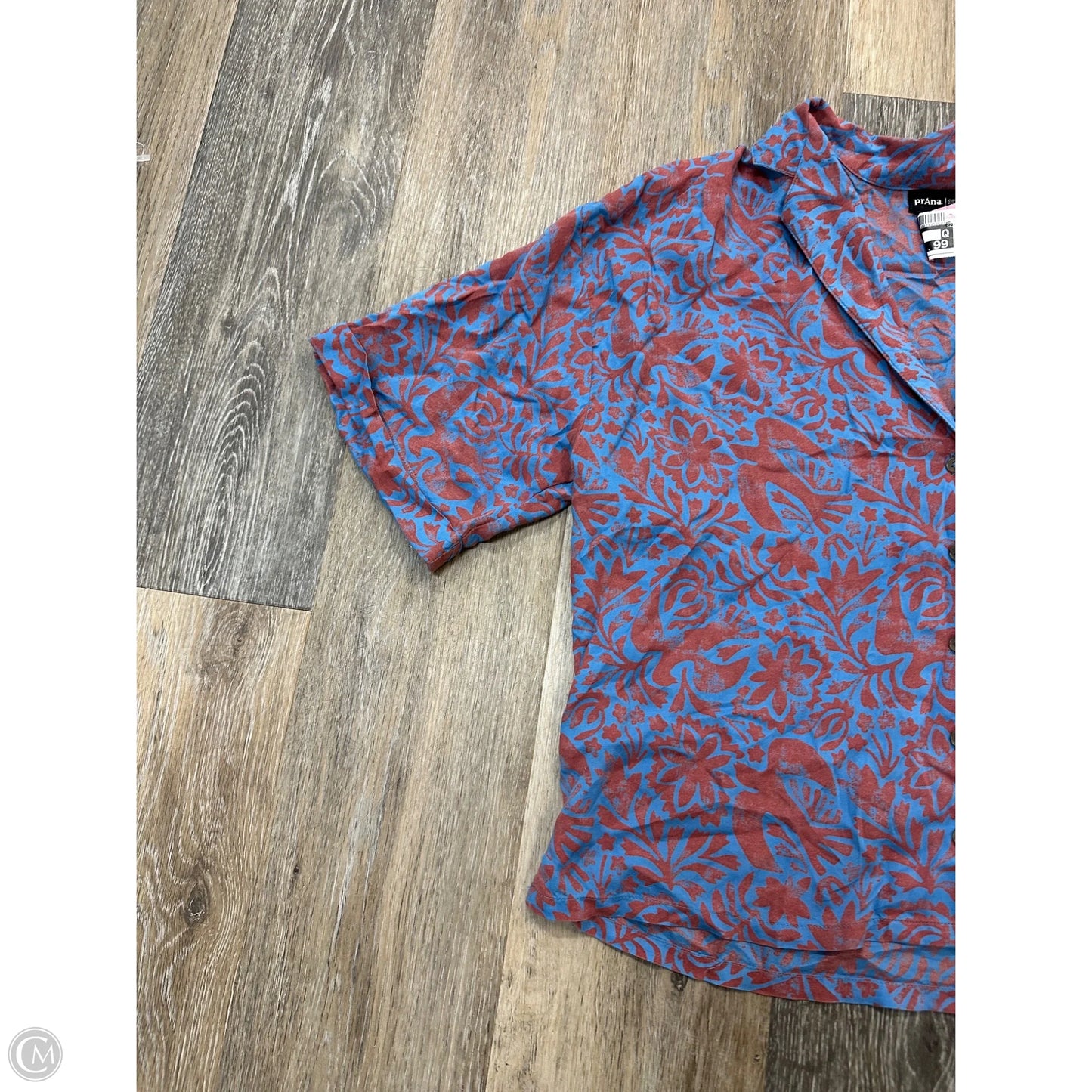 Blouse Short Sleeve By Prana In Blue & Orange, Size: S