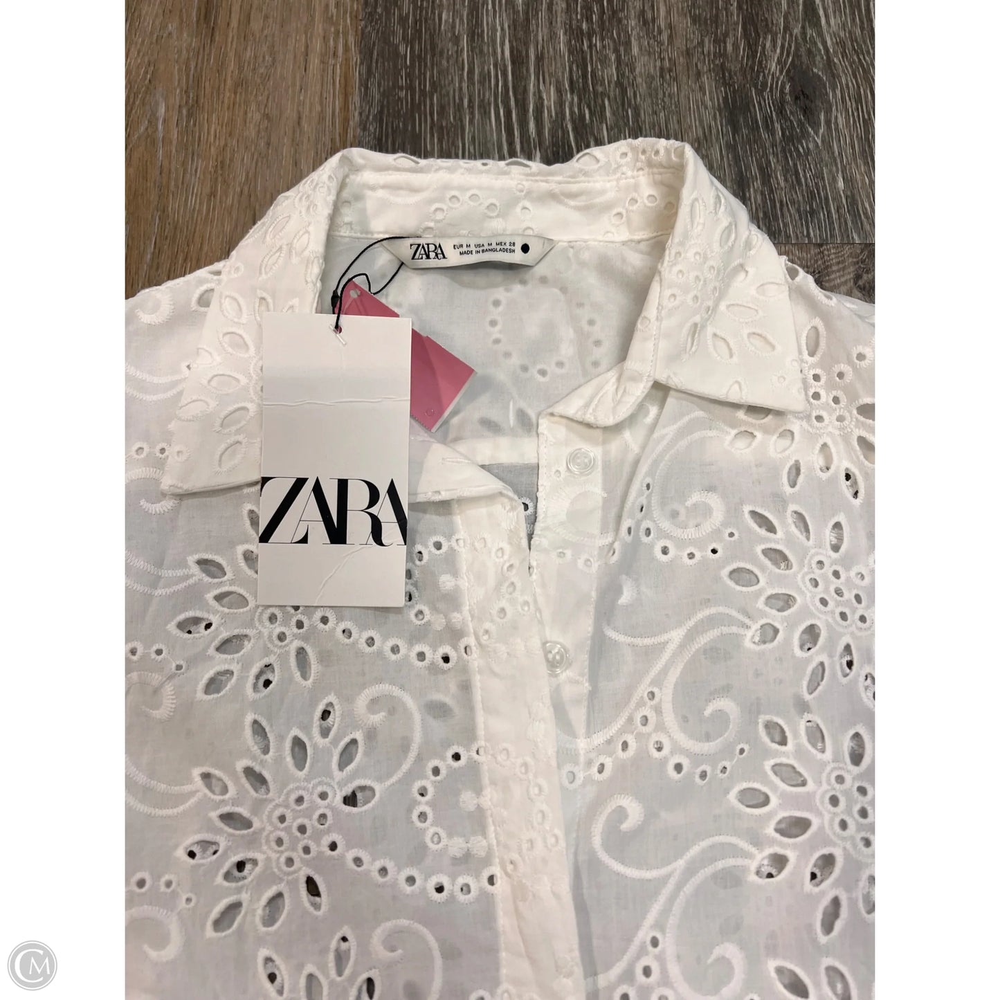 Blouse Long Sleeve By Zara In White, Size: M