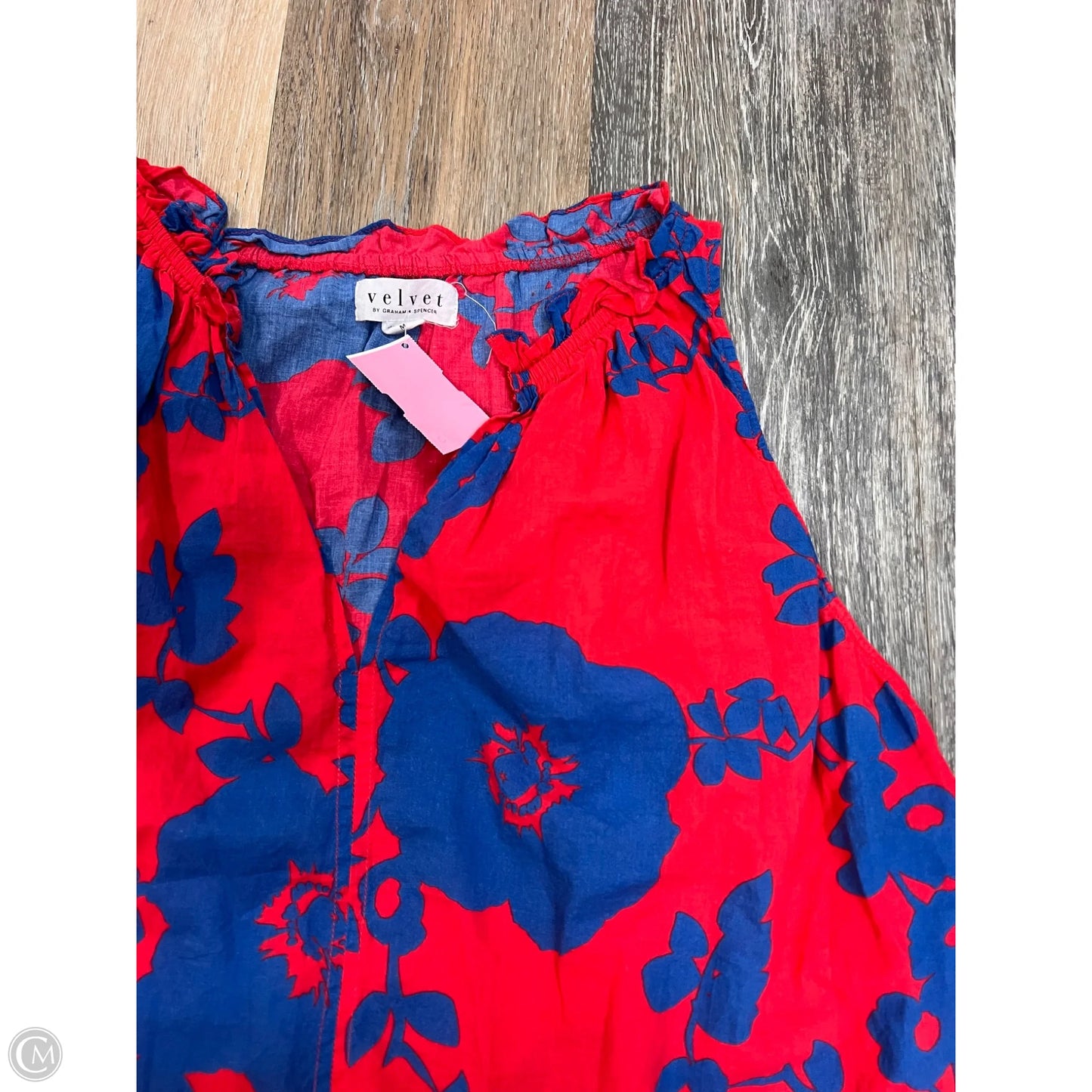 Top Sleeveless By Velvet By Graham & Spencer In Blue & Red, Size: M