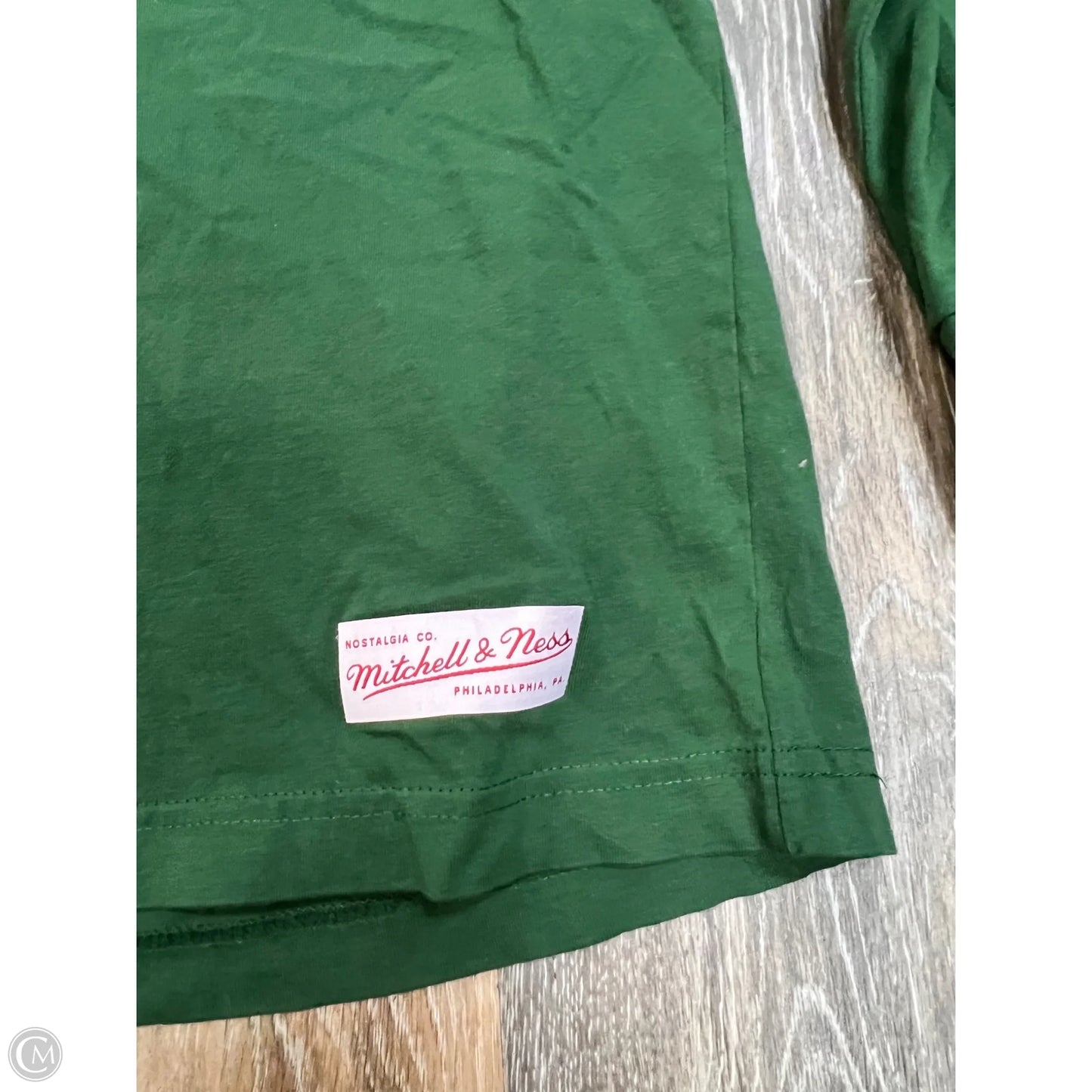 *Athletic Top Long Sleeve By Mitchell and Ness In Green, Size: L