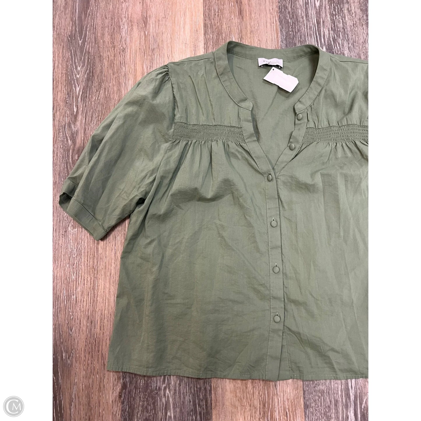 Blouse Short Sleeve By Evereve In Green, Size: L
