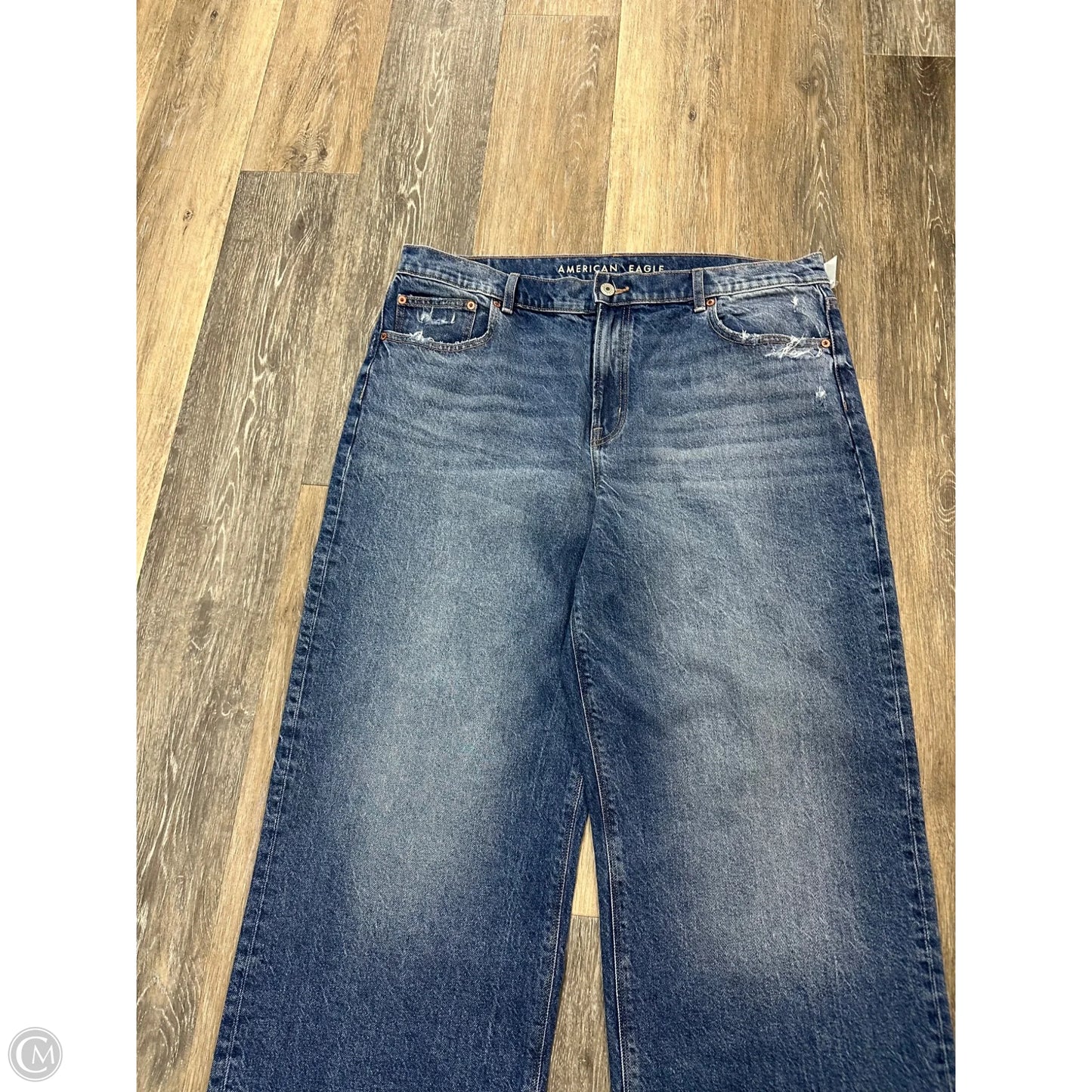 Jeans Straight By American Eagle In Blue Denim, Size: 16