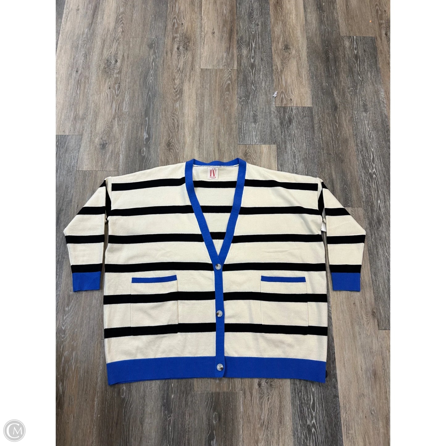 Sweater Cardigan By IV In Striped Pattern, Size: M