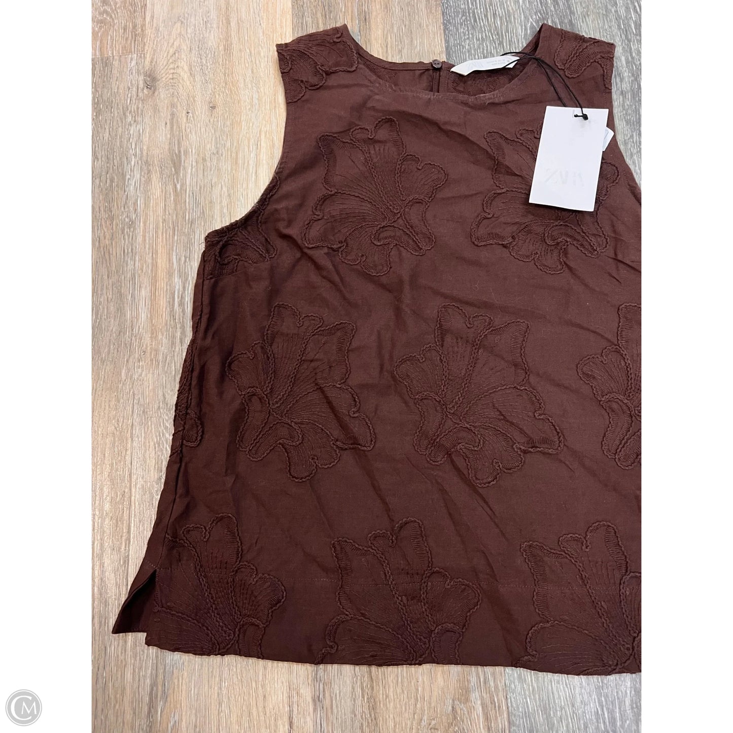 Top Sleeveless By Zara In Brown, Size: M