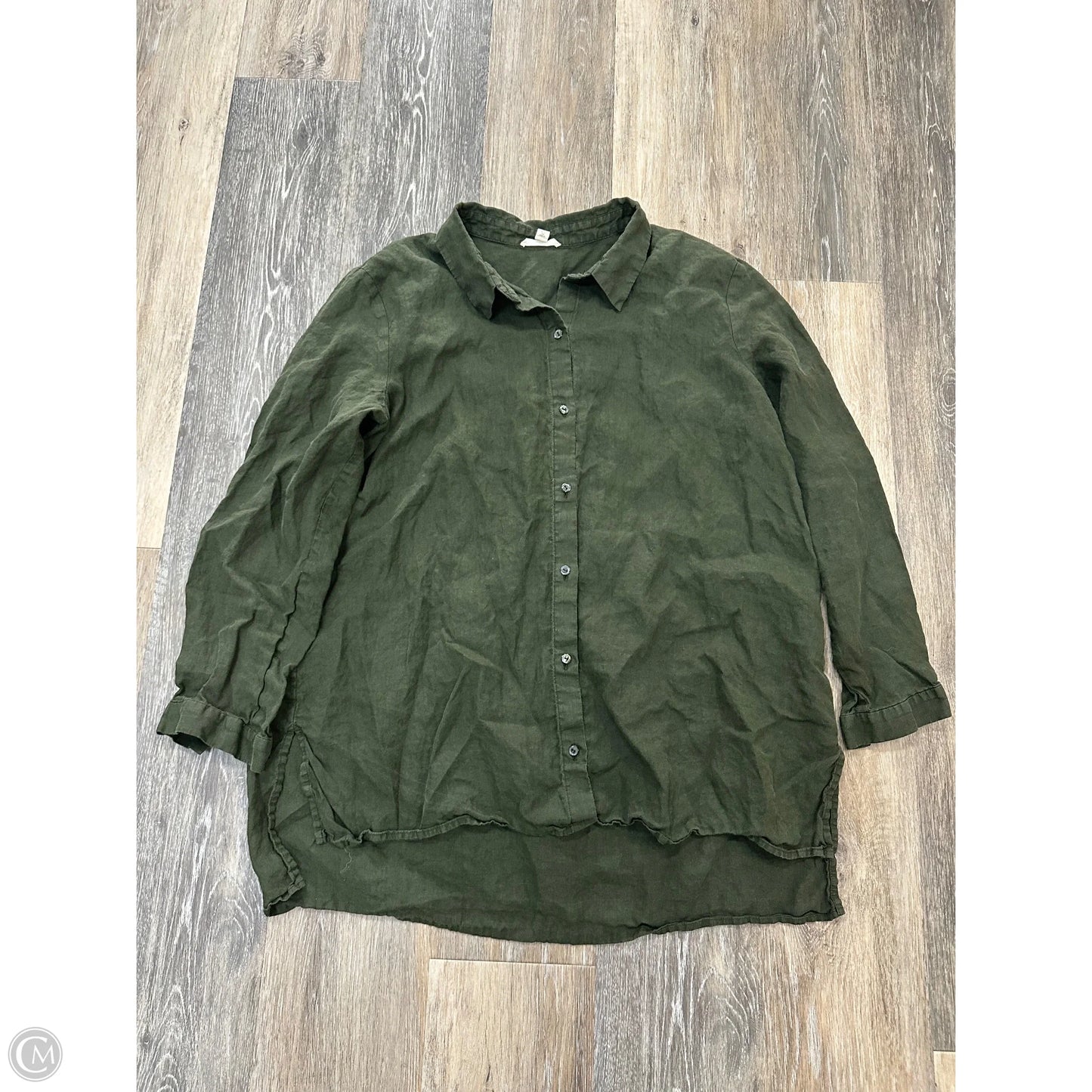 Blouse Long Sleeve By Eileen Fisher In Green, Size: M