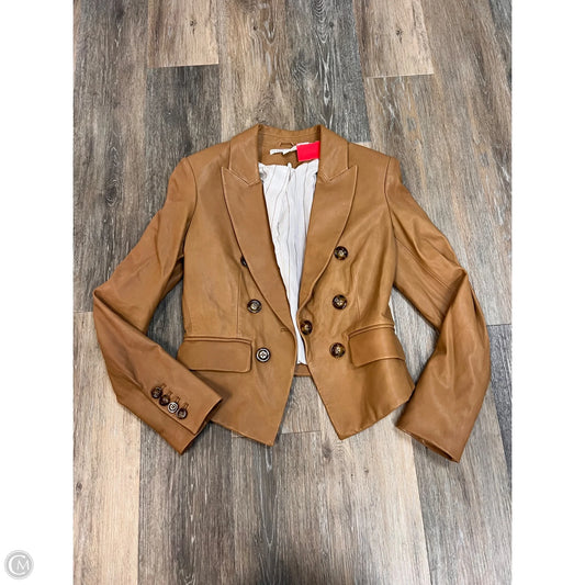 Jacket Leather By Veronica Beard In Tan, Size: 2