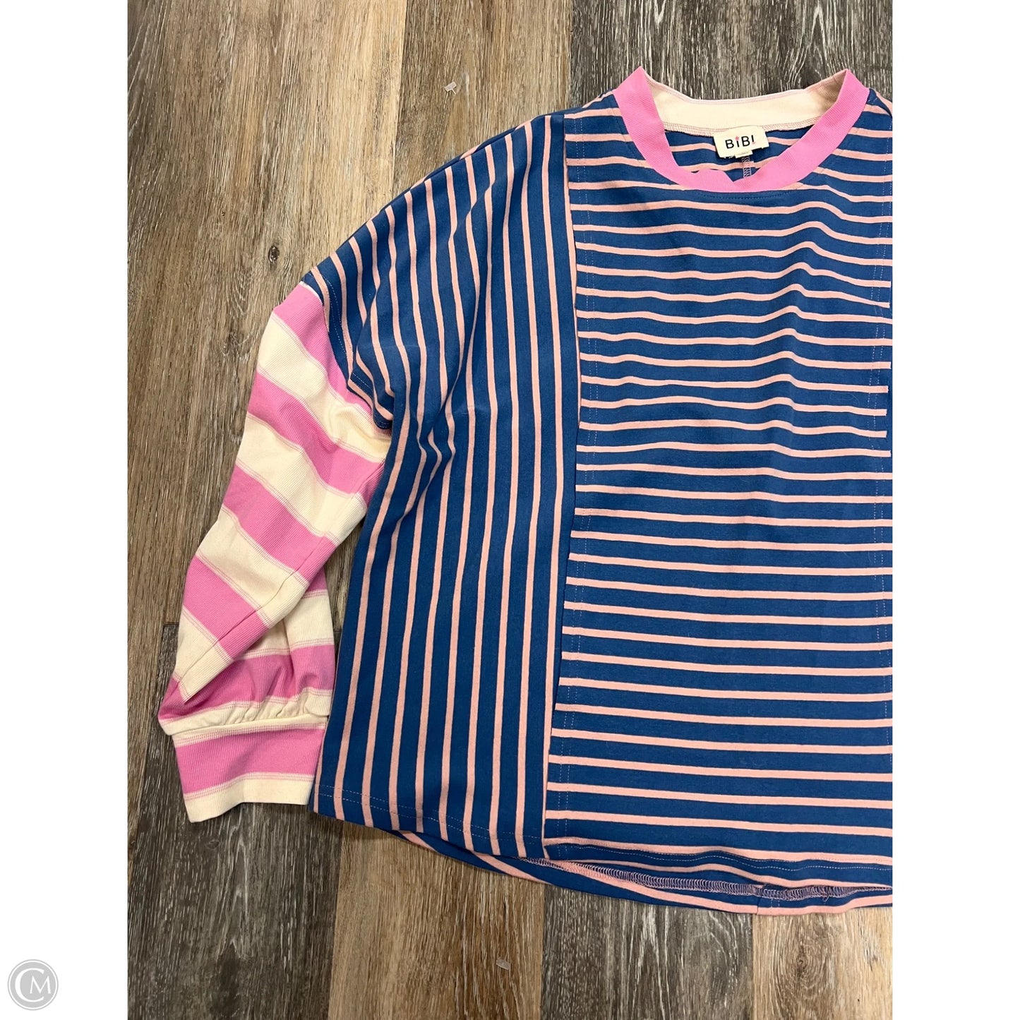 Top Long Sleeve By Bibi In Striped Pattern, Size: L
